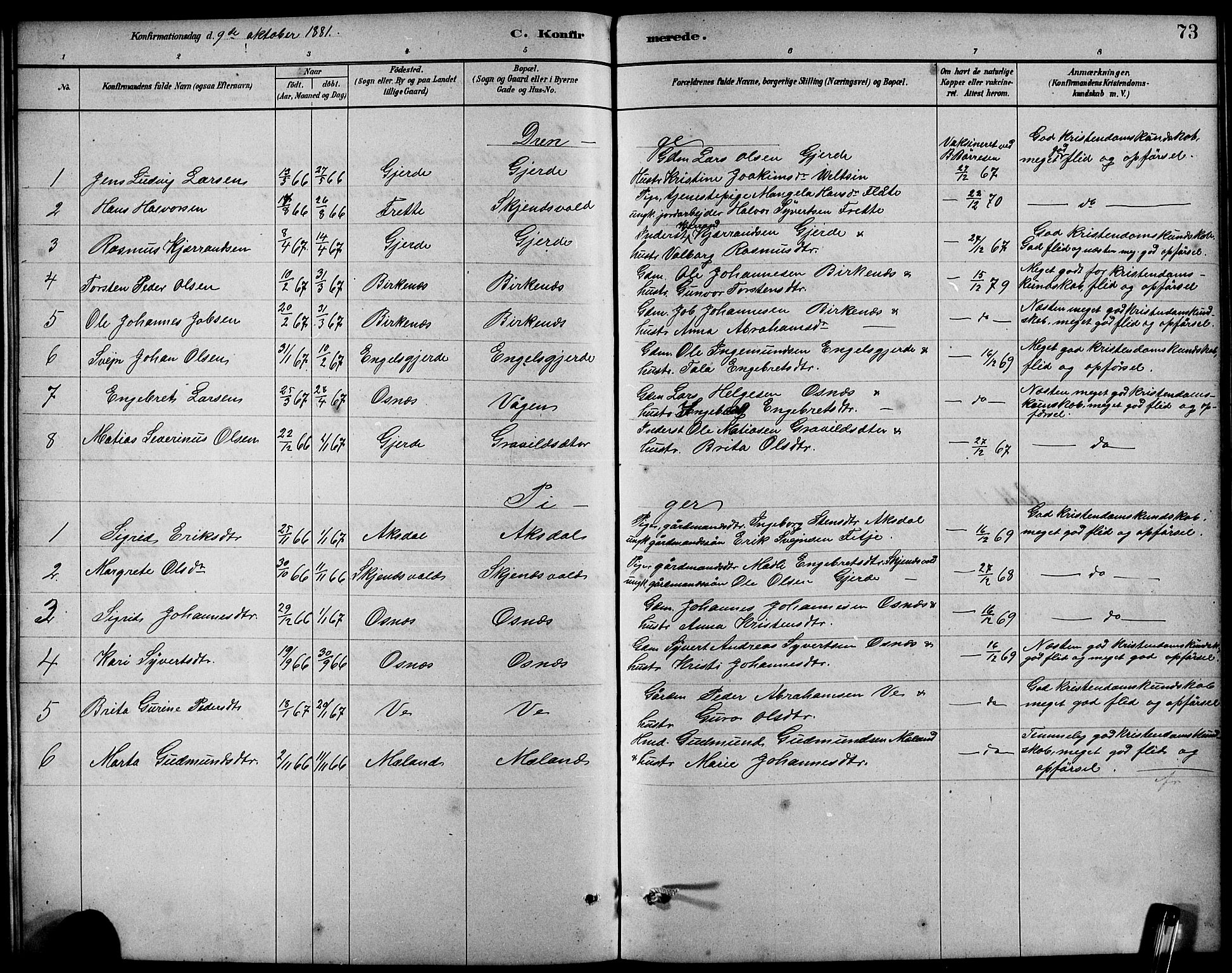 Etne sokneprestembete, SAB/A-75001/H/Hab: Parish register (copy) no. B 4, 1879-1897, p. 73