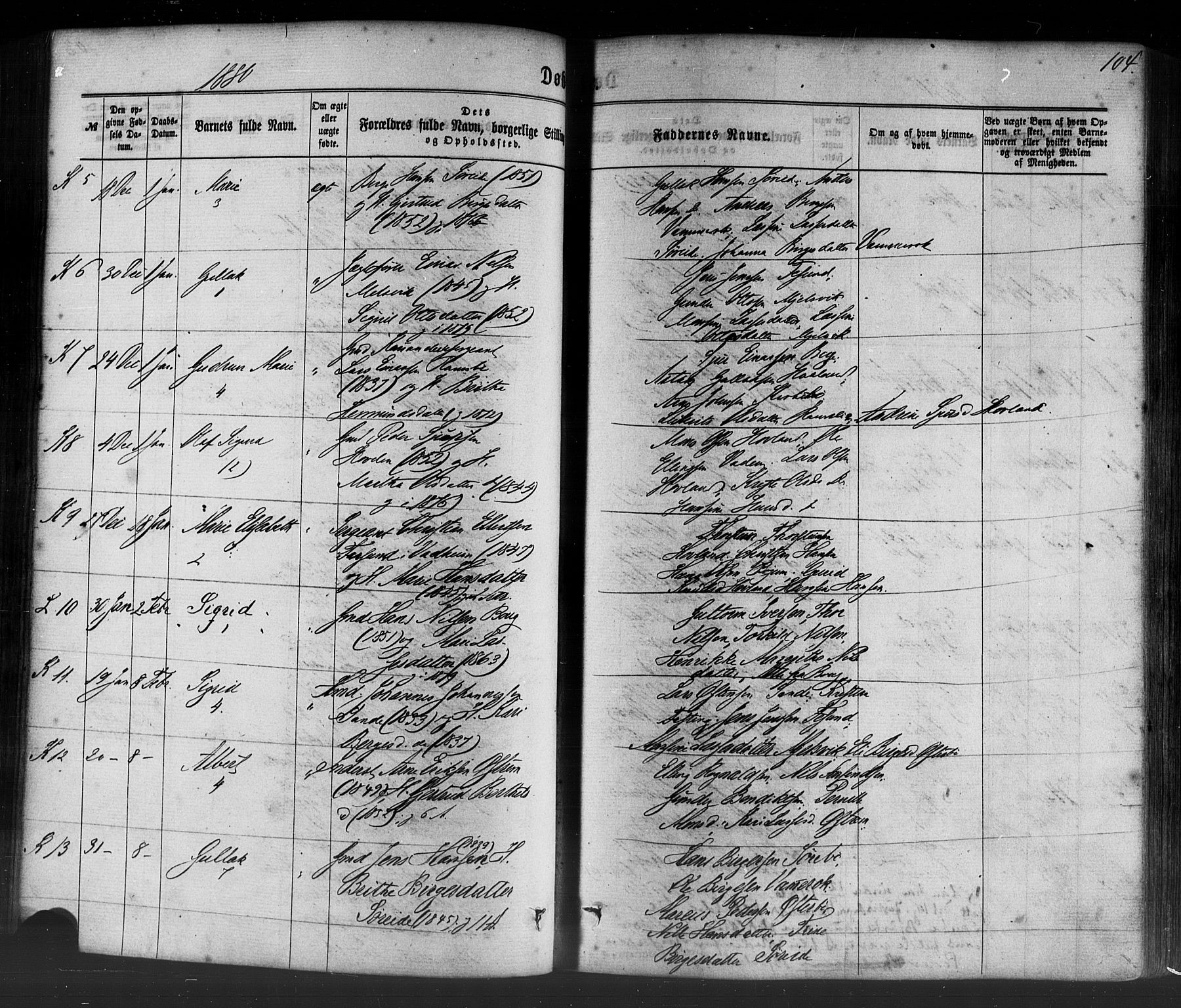 Lavik sokneprestembete, AV/SAB-A-80901: Parish register (official) no. A 4, 1864-1881, p. 104