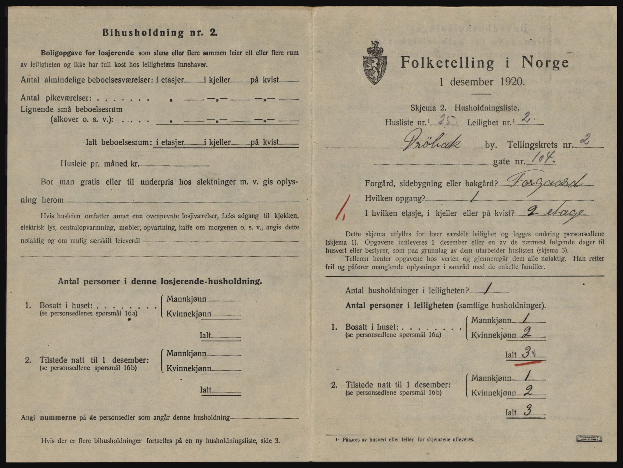 SAO, 1920 census for Drøbak, 1920, p. 1025