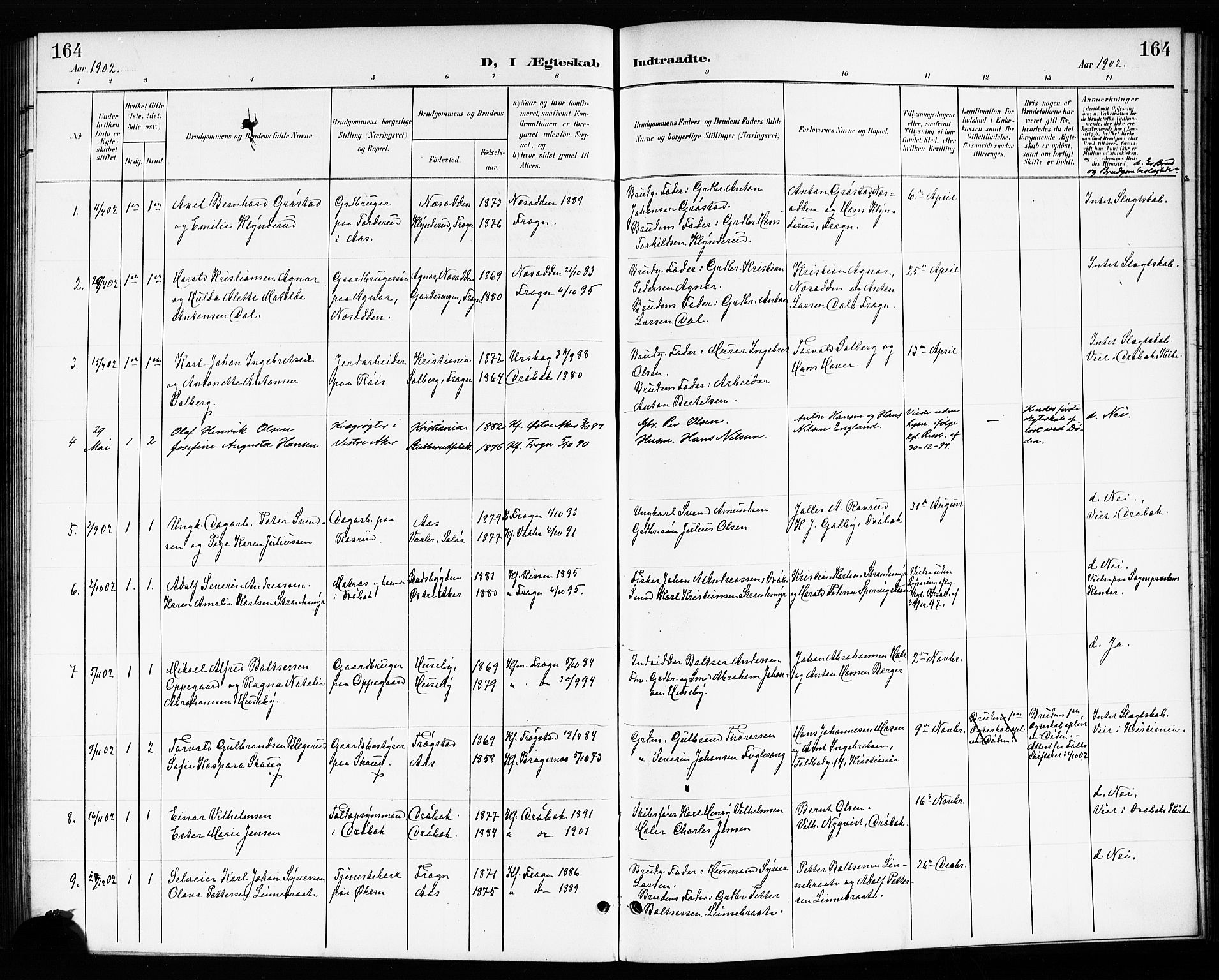 Drøbak prestekontor Kirkebøker, SAO/A-10142a/G/Gb/L0001: Parish register (copy) no. II 1, 1901-1919, p. 164