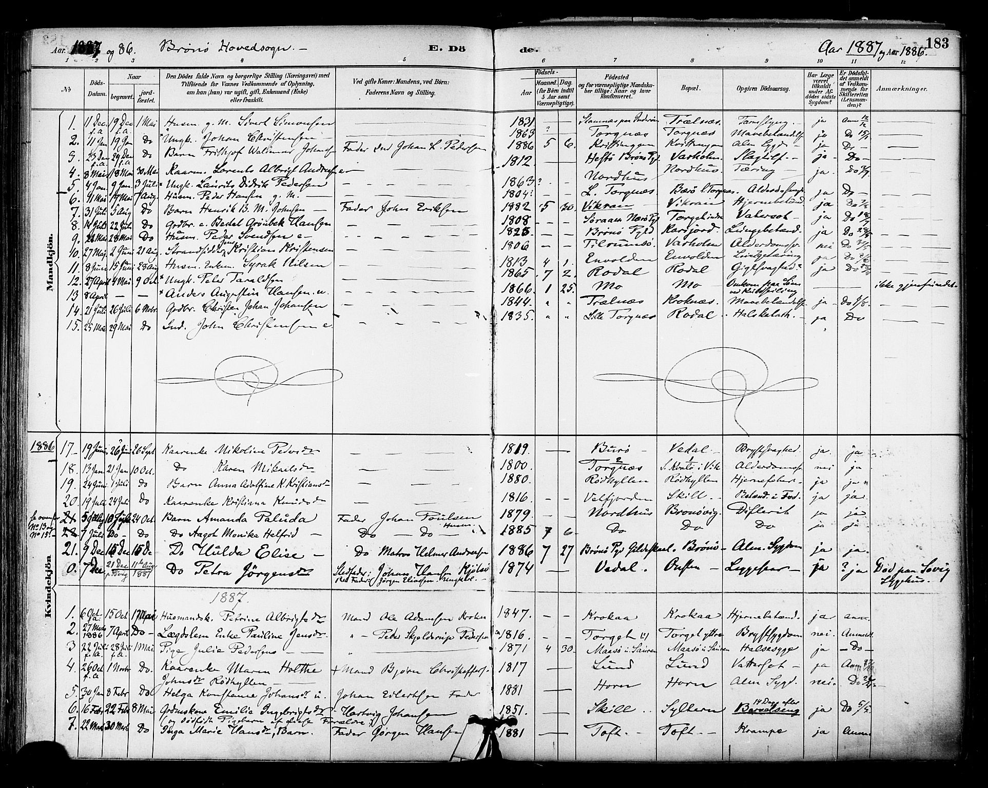 Ministerialprotokoller, klokkerbøker og fødselsregistre - Nordland, SAT/A-1459/813/L0200: Parish register (official) no. 813A10, 1886-1900, p. 183
