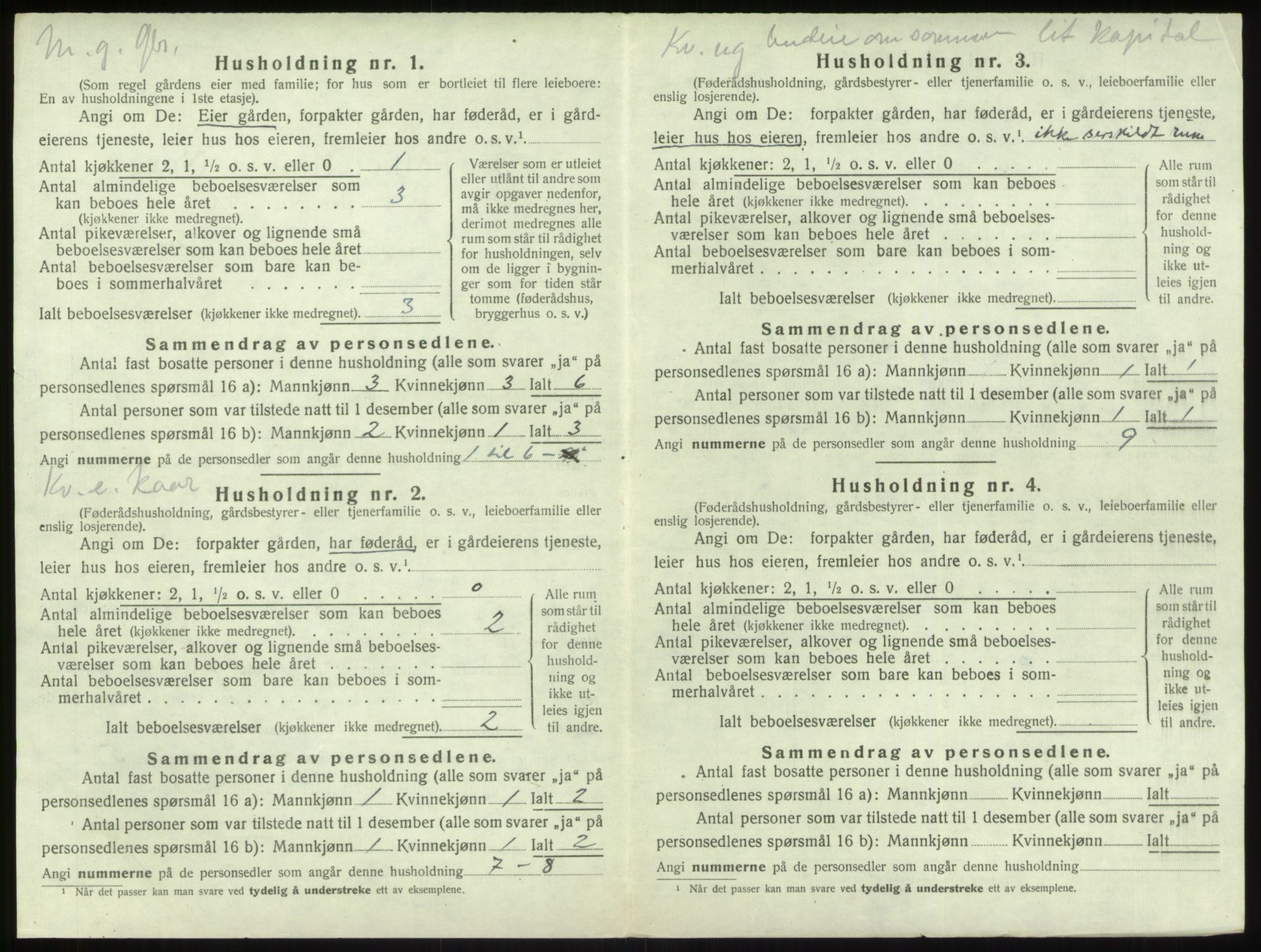 SAB, 1920 census for Vik, 1920, p. 1171