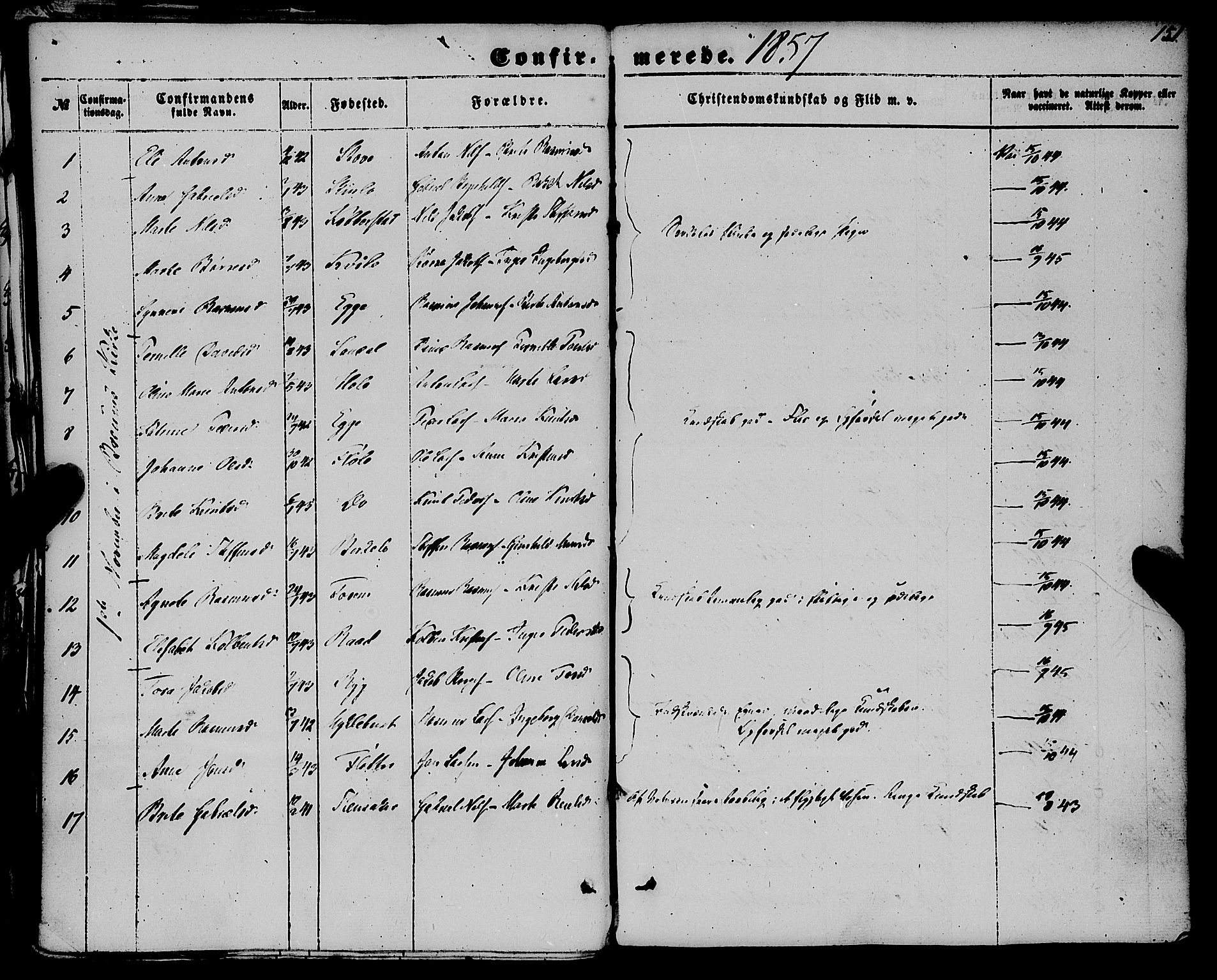 Gloppen sokneprestembete, AV/SAB-A-80101/H/Haa/Haaa/L0009: Parish register (official) no. A 9, 1855-1870, p. 151