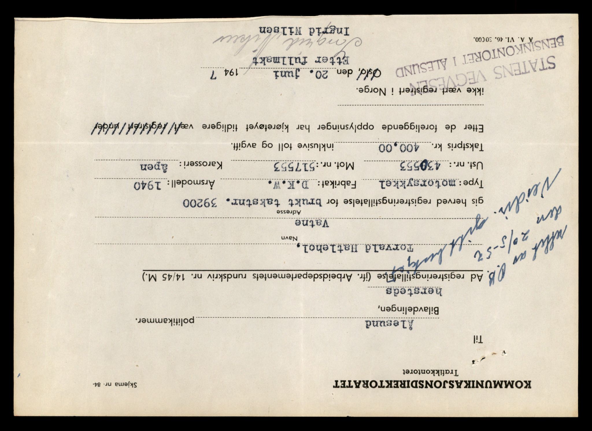 Møre og Romsdal vegkontor - Ålesund trafikkstasjon, AV/SAT-A-4099/F/Fe/L0037: Registreringskort for kjøretøy T 13031 - T 13179, 1927-1998, p. 211