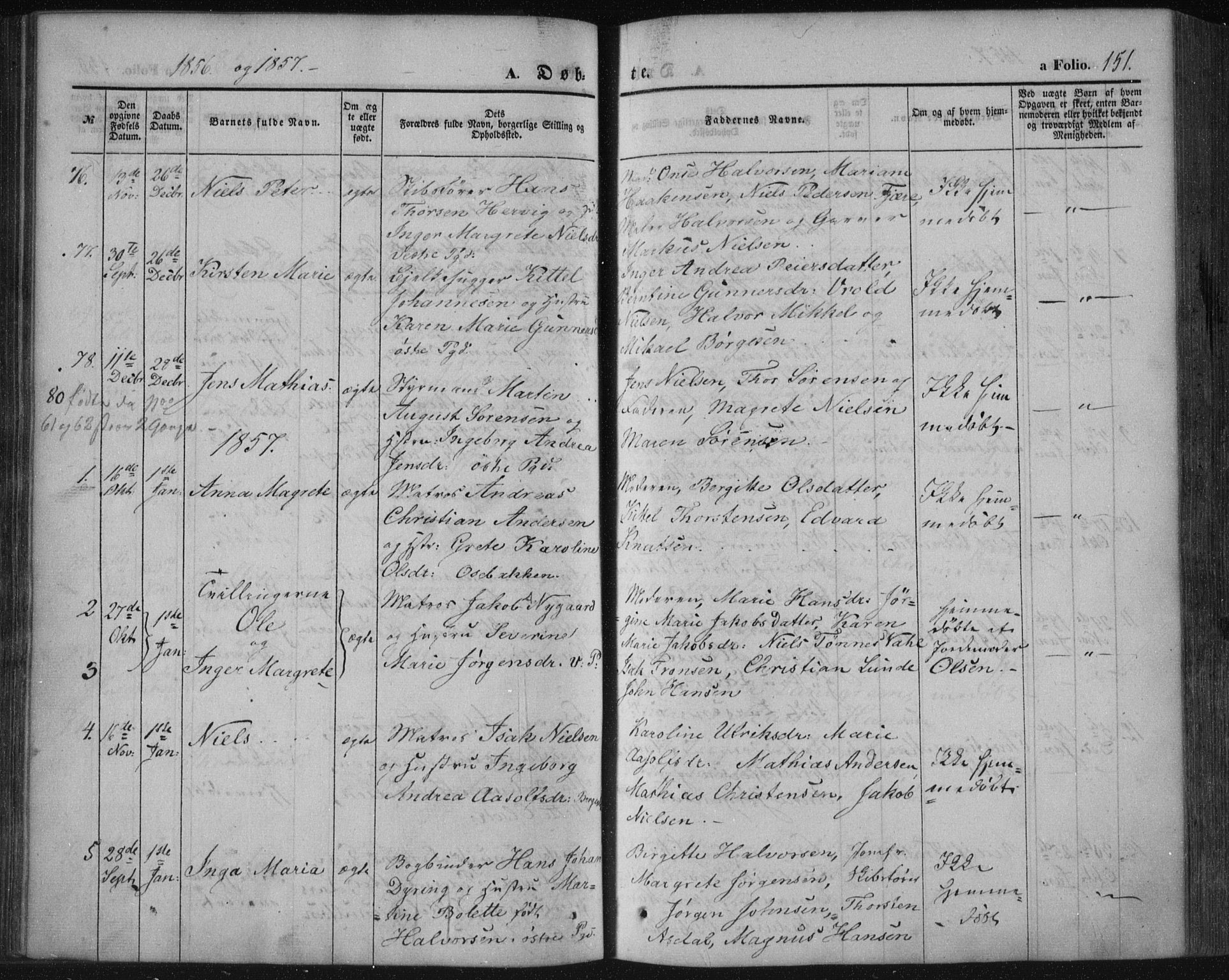 Porsgrunn kirkebøker , SAKO/A-104/F/Fa/L0006: Parish register (official) no. 6, 1841-1857, p. 151
