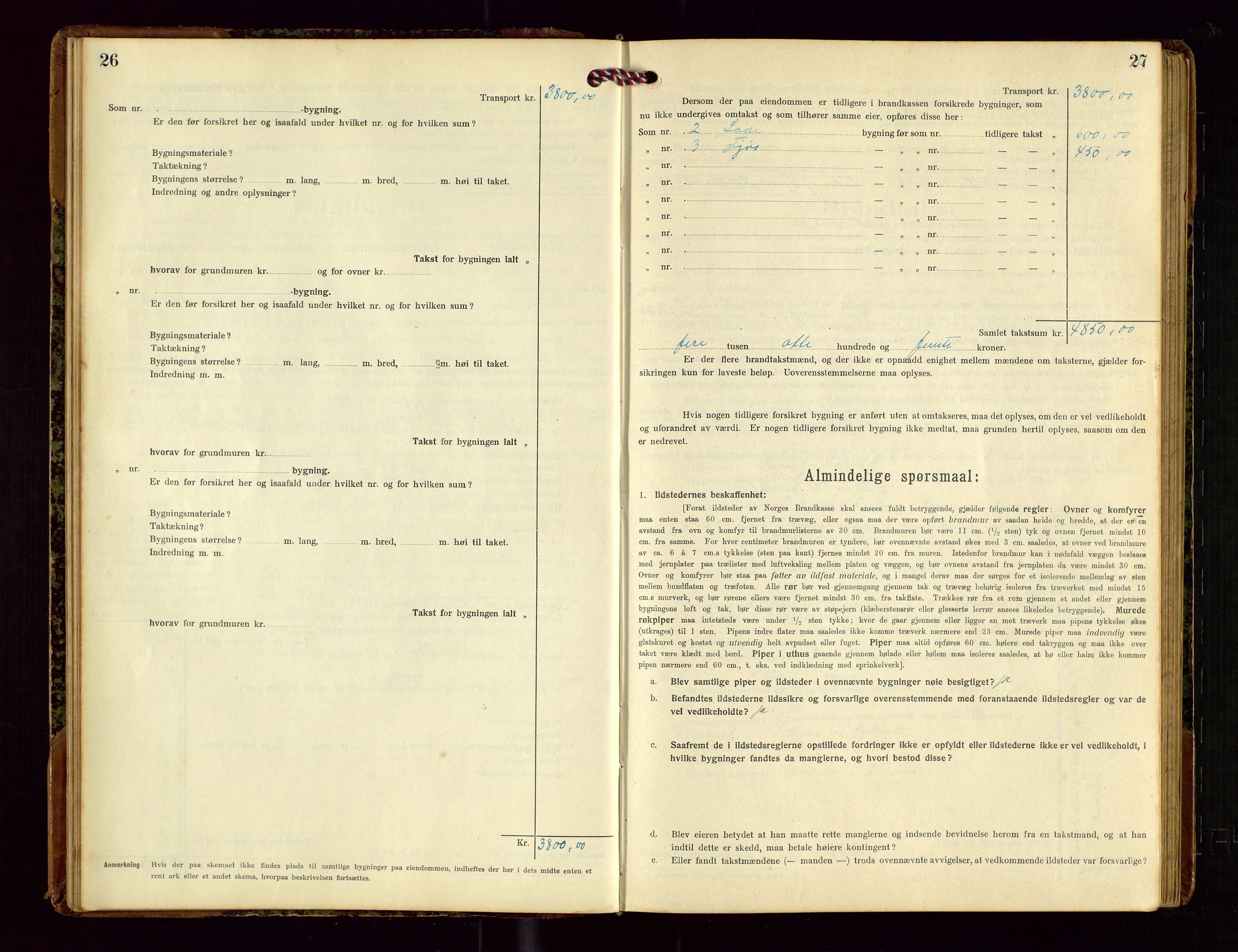 Heskestad lensmannskontor, AV/SAST-A-100304/Gob/L0002: "Brandtakstprotokol", 1915-1922, p. 26-27