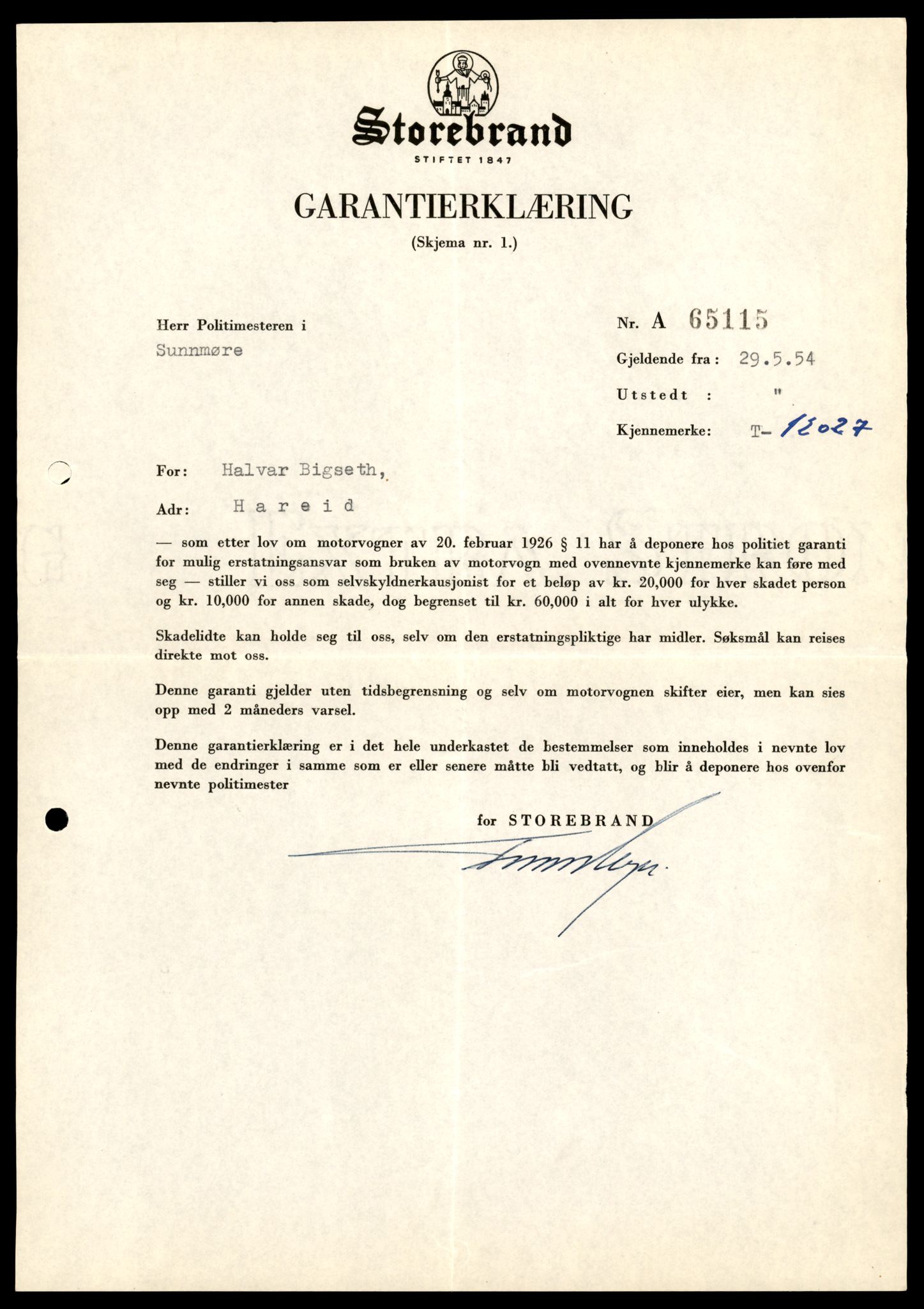 Møre og Romsdal vegkontor - Ålesund trafikkstasjon, AV/SAT-A-4099/F/Fe/L0036: Registreringskort for kjøretøy T 12831 - T 13030, 1927-1998, p. 2087