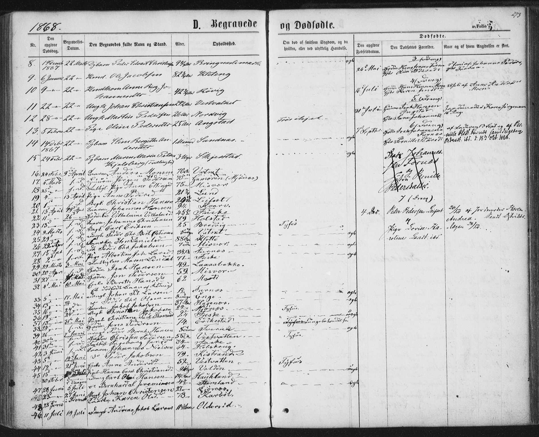 Ministerialprotokoller, klokkerbøker og fødselsregistre - Nordland, AV/SAT-A-1459/852/L0739: Parish register (official) no. 852A09, 1866-1877, p. 273