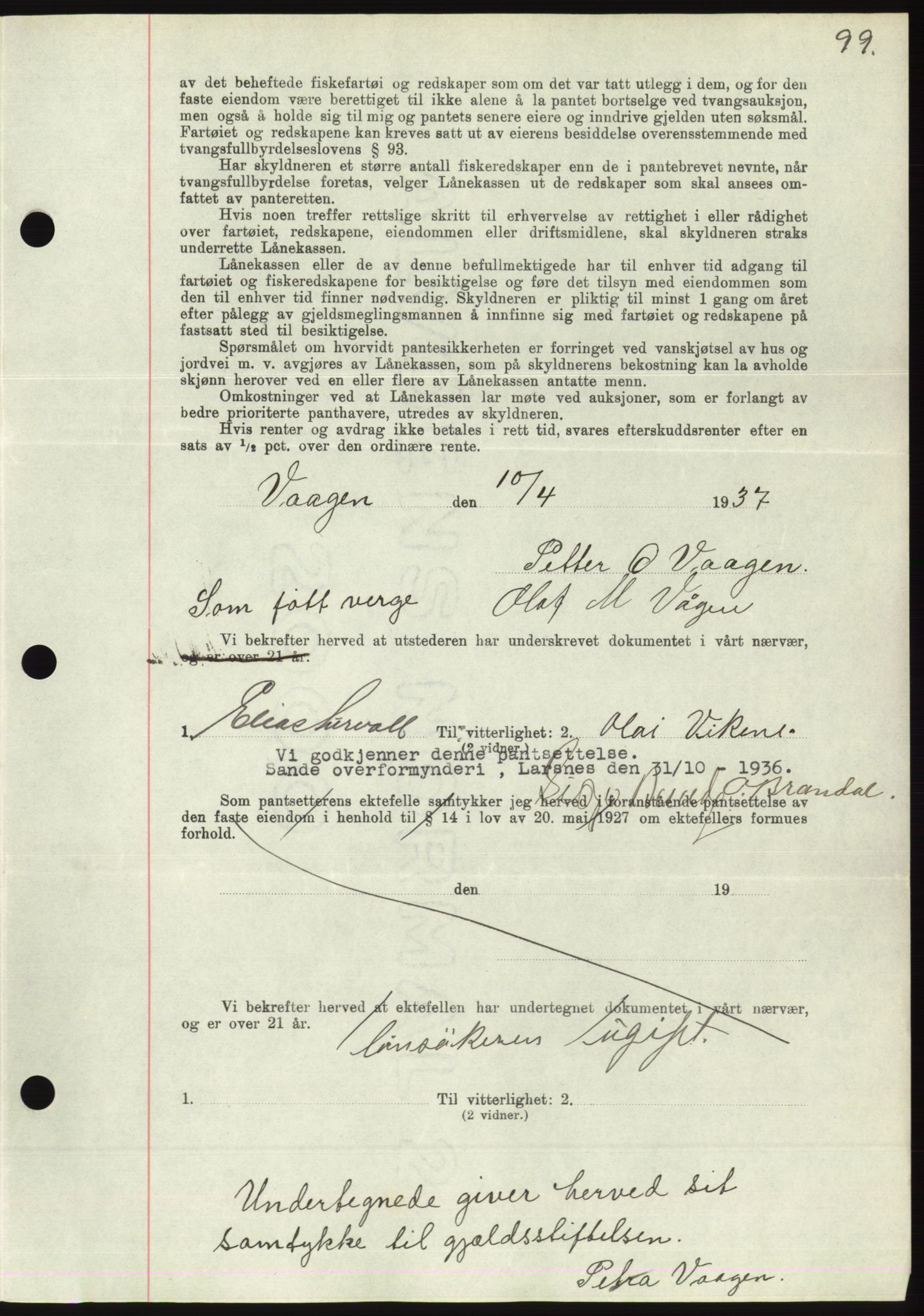 Søre Sunnmøre sorenskriveri, AV/SAT-A-4122/1/2/2C/L0063: Mortgage book no. 57, 1937-1937, Diary no: : 686/1937