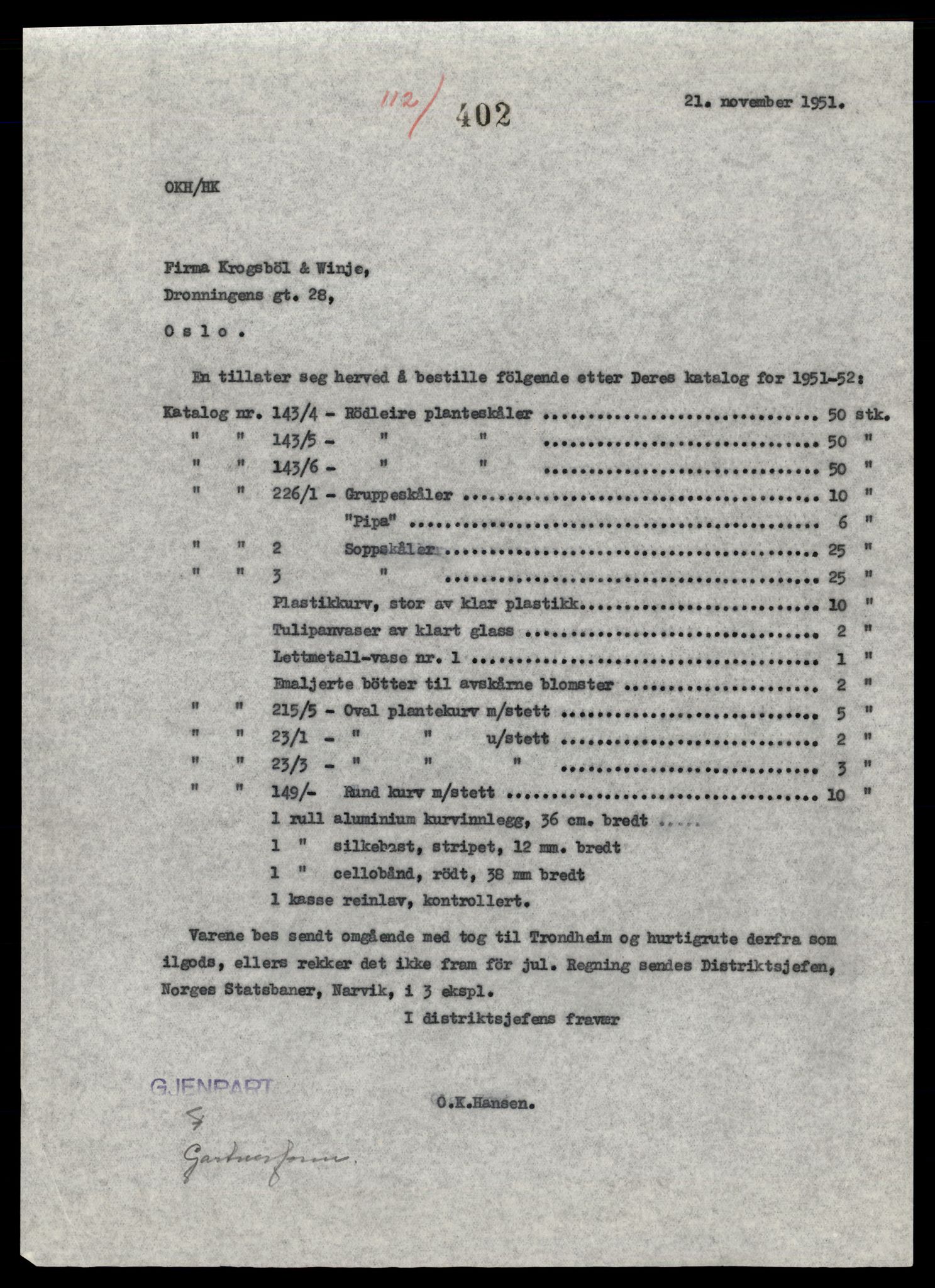 Norges statsbaner (NSB) - Narvik distrikt, AV/SAT-A-6460/0002/X/Xd/L0002: --, 1940-1954, p. 1291