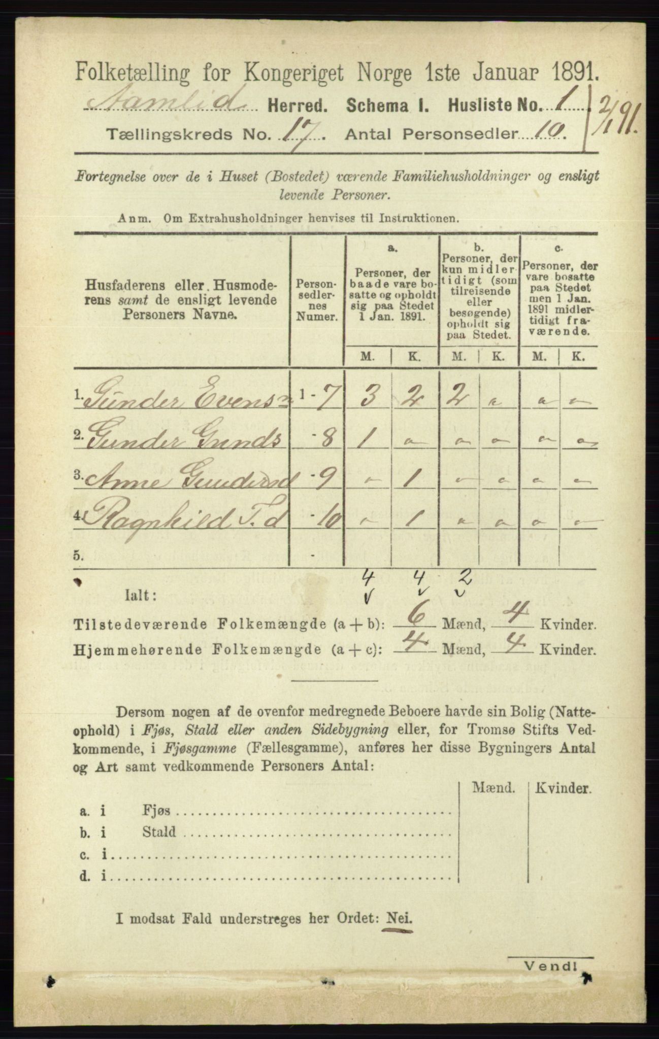 RA, 1891 census for 0929 Åmli, 1891, p. 2776