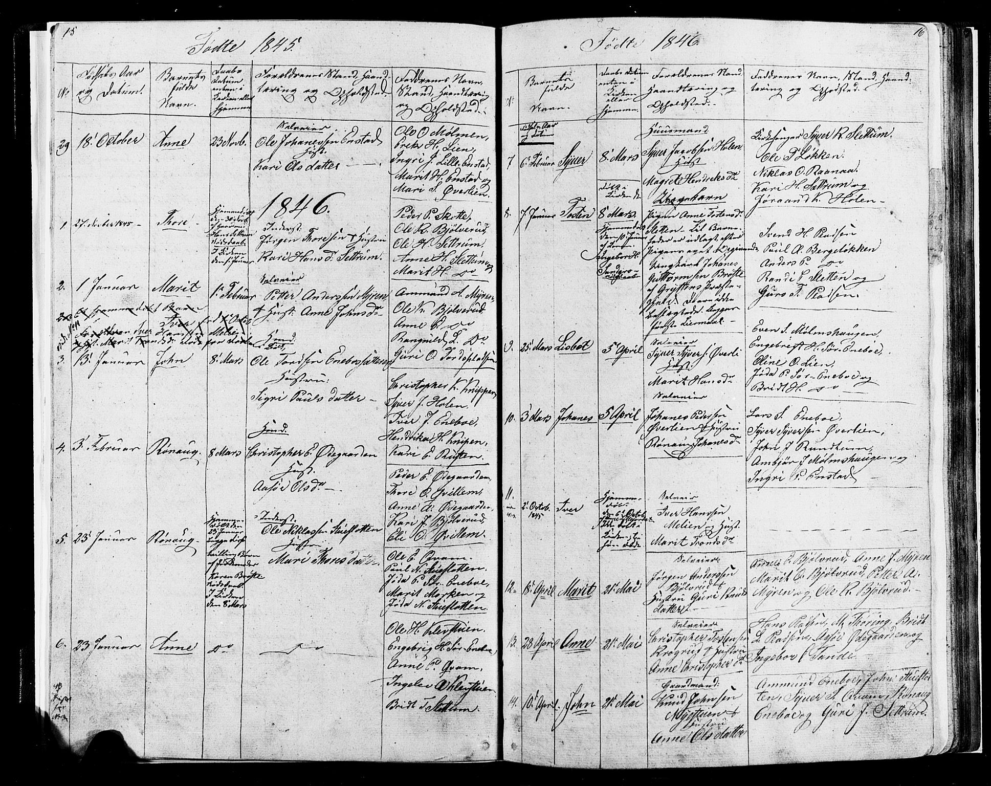 Lesja prestekontor, SAH/PREST-068/H/Ha/Hab/L0004: Parish register (copy) no. 4, 1842-1871, p. 15-16