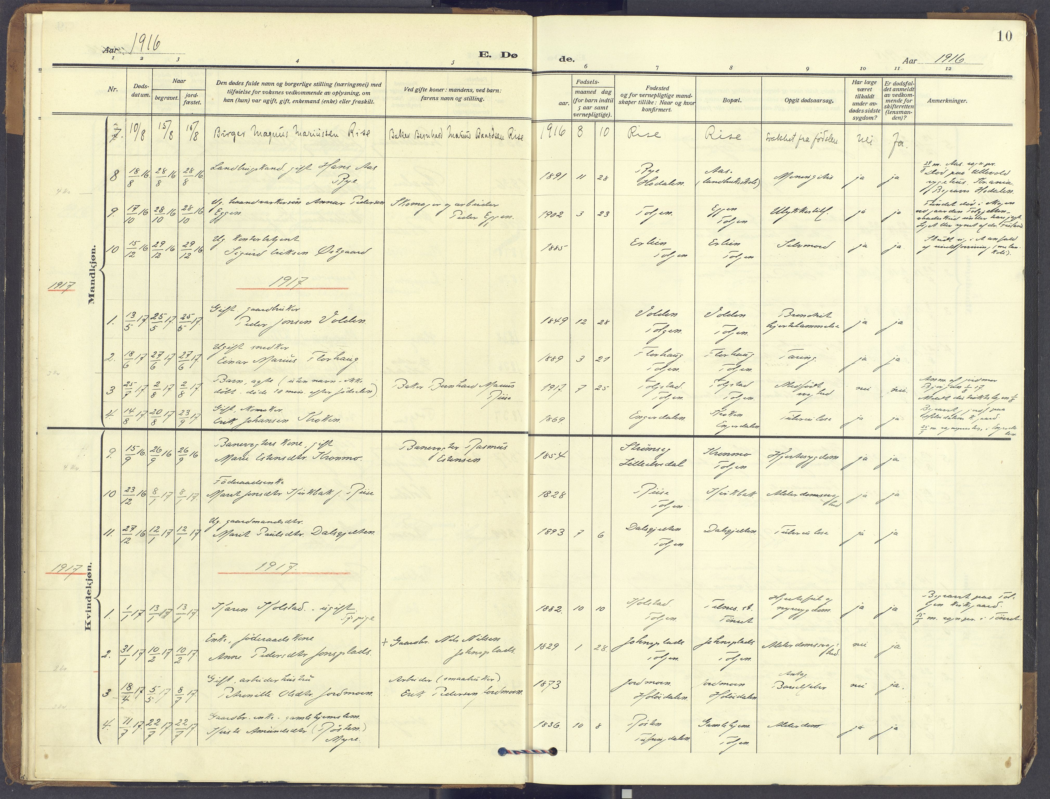 Tolga prestekontor, AV/SAH-PREST-062/K/L0018: Parish register (official) no. 18, 1911-1989, p. 10