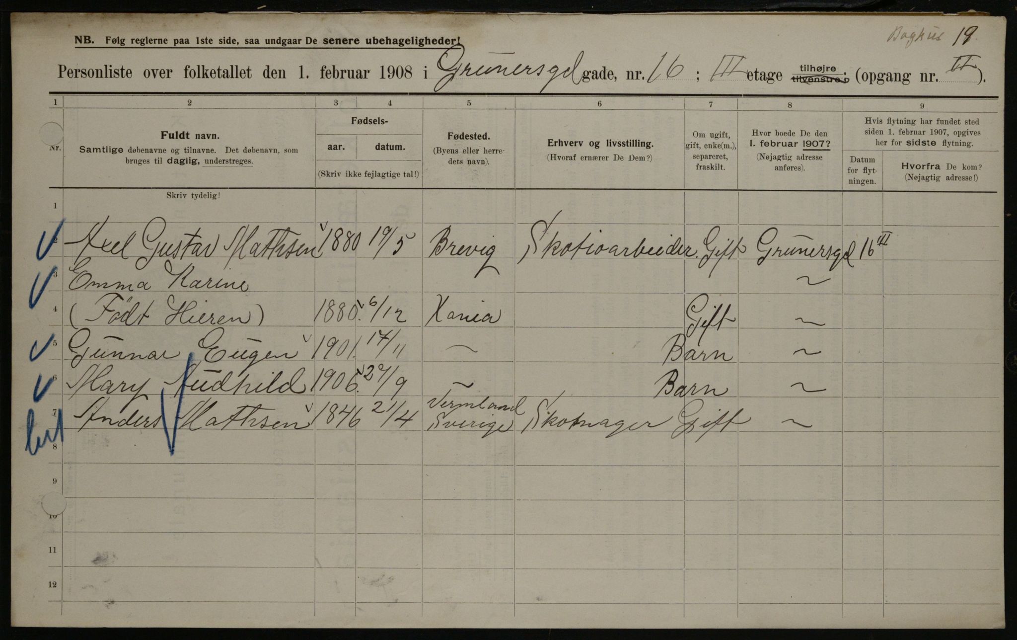 OBA, Municipal Census 1908 for Kristiania, 1908, p. 28043