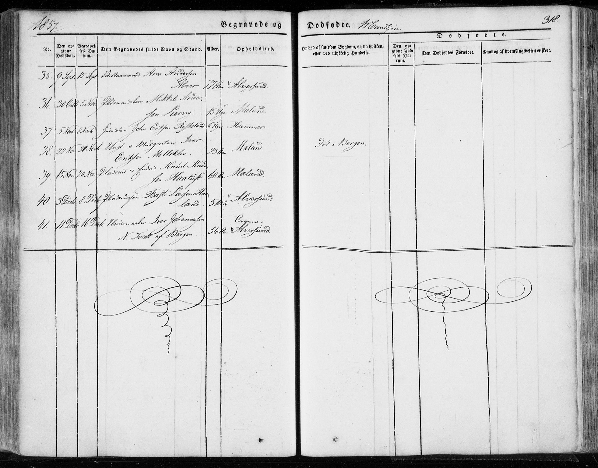 Hamre sokneprestembete, AV/SAB-A-75501/H/Ha/Haa/Haaa/L0013: Parish register (official) no. A 13, 1846-1857, p. 318