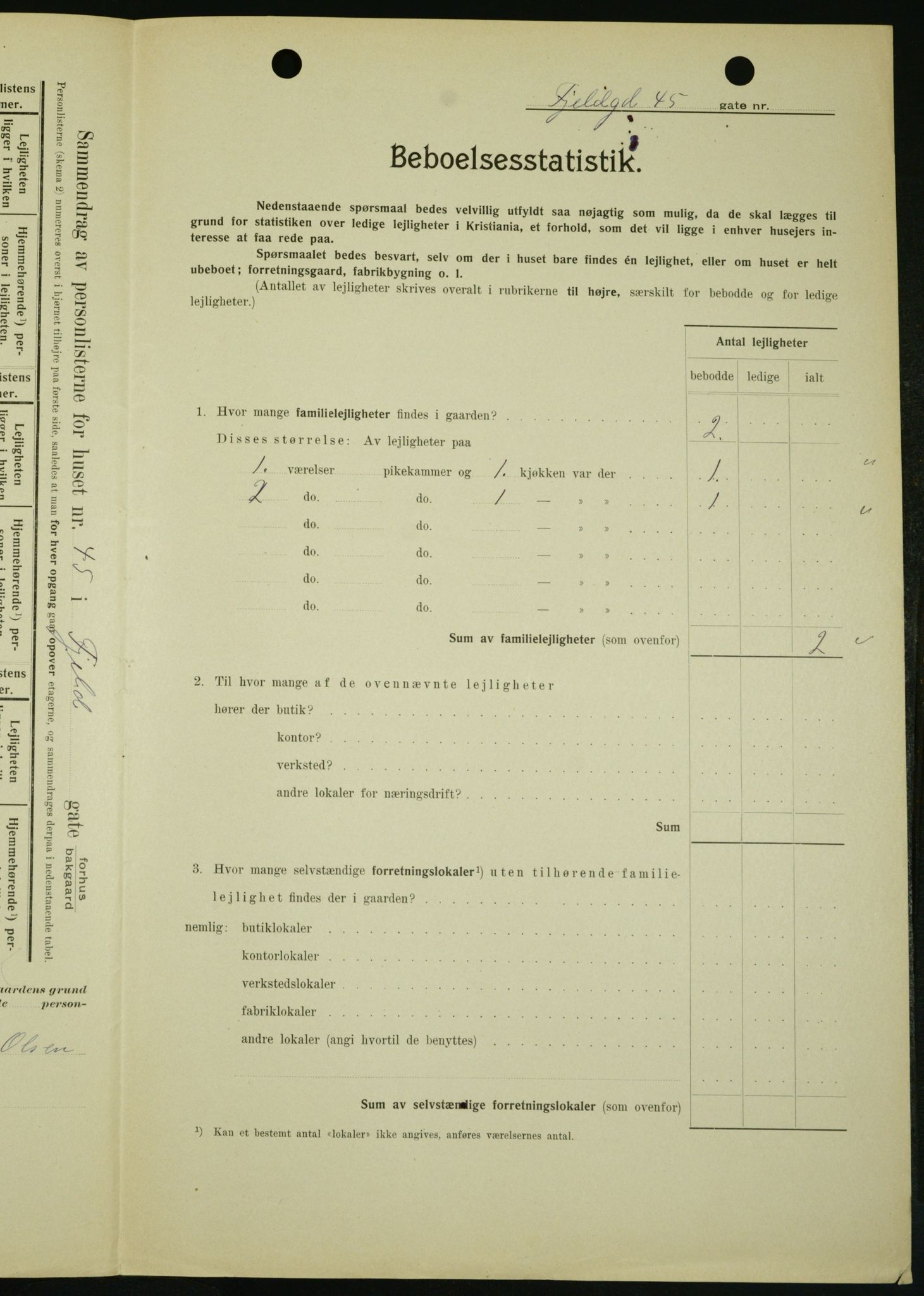 OBA, Municipal Census 1909 for Kristiania, 1909, p. 22215