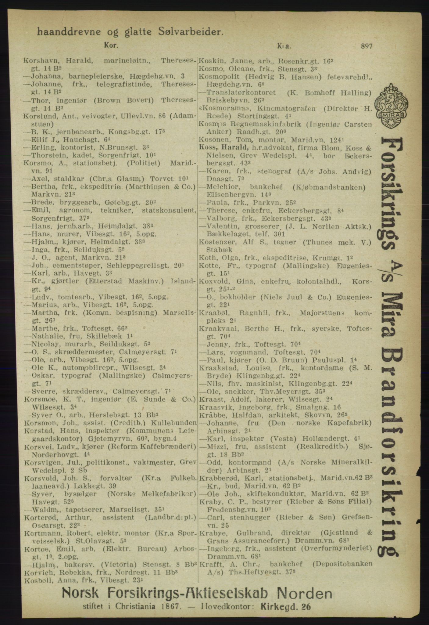 Kristiania/Oslo adressebok, PUBL/-, 1918, p. 922