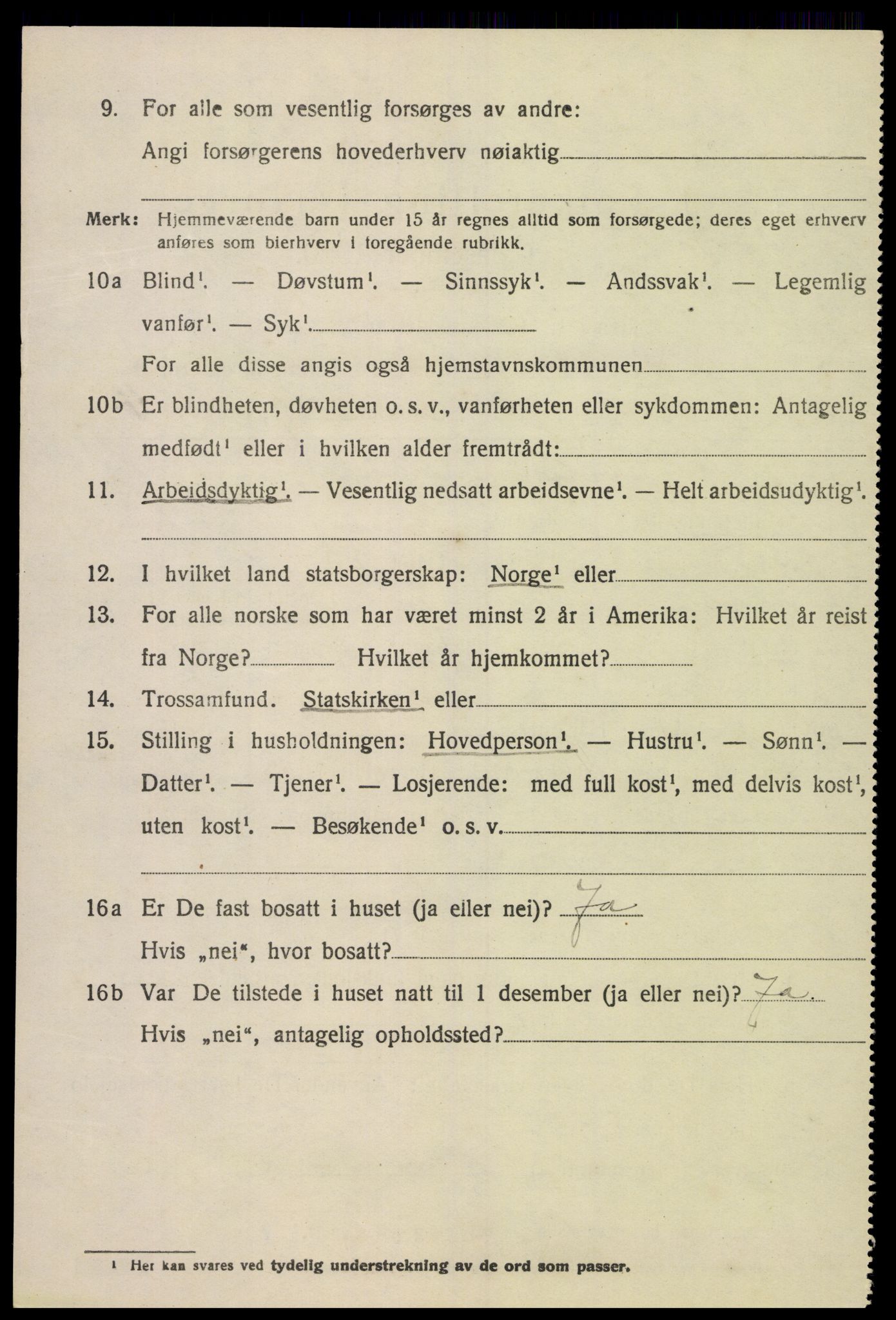 SAK, 1920 census for Lyngdal, 1920, p. 3964