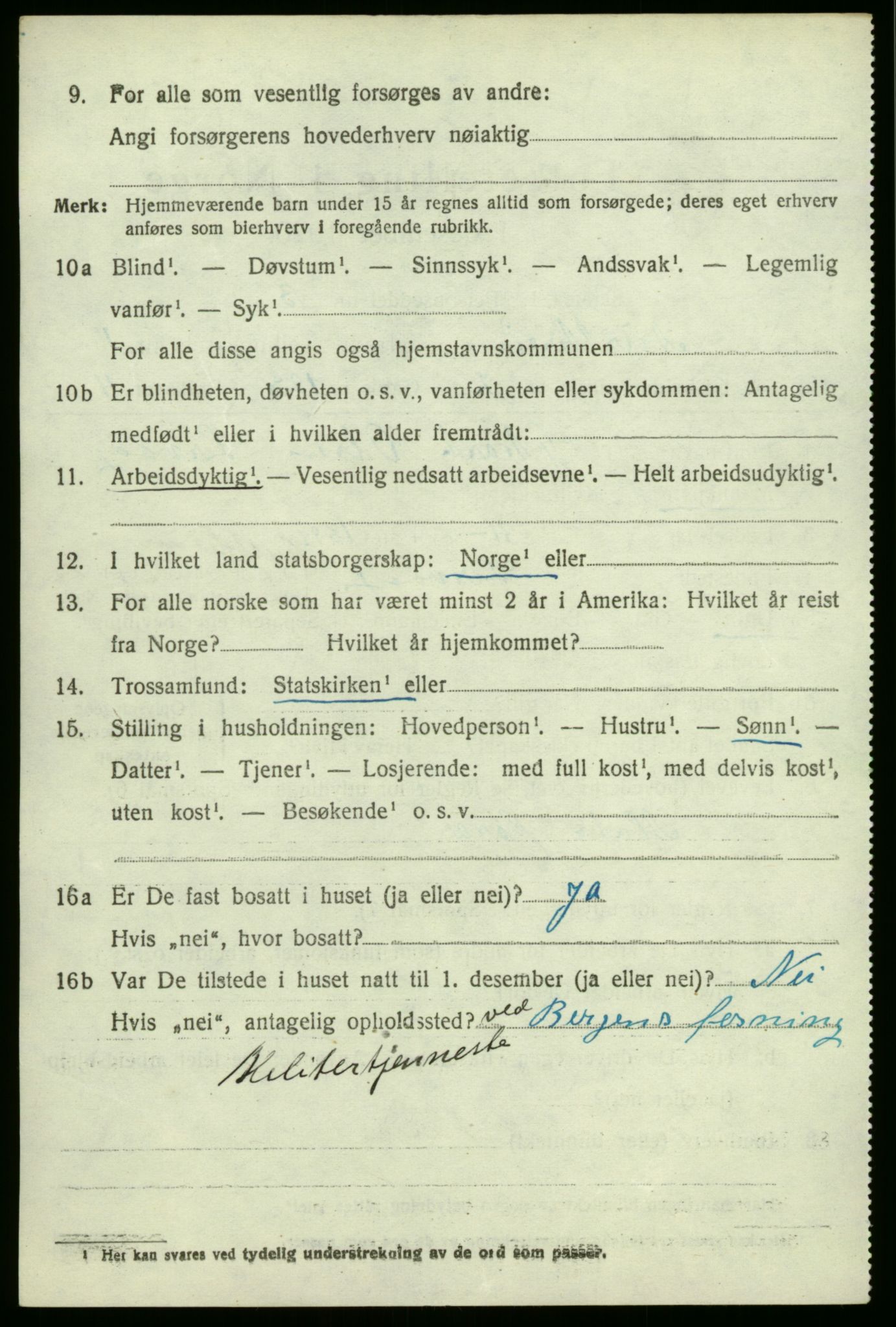 SAB, 1920 census for Austrheim, 1920, p. 1047