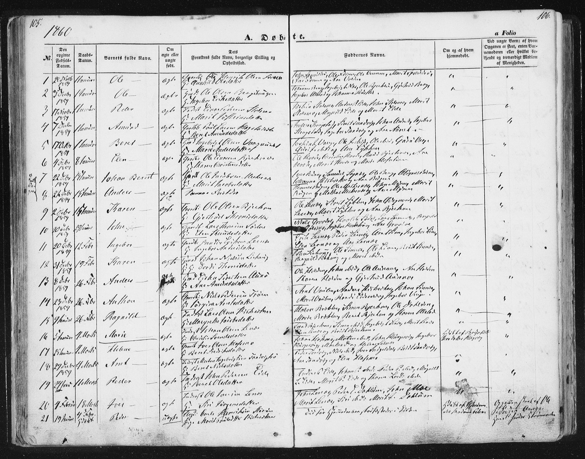 Ministerialprotokoller, klokkerbøker og fødselsregistre - Sør-Trøndelag, SAT/A-1456/630/L0494: Parish register (official) no. 630A07, 1852-1868, p. 105-106