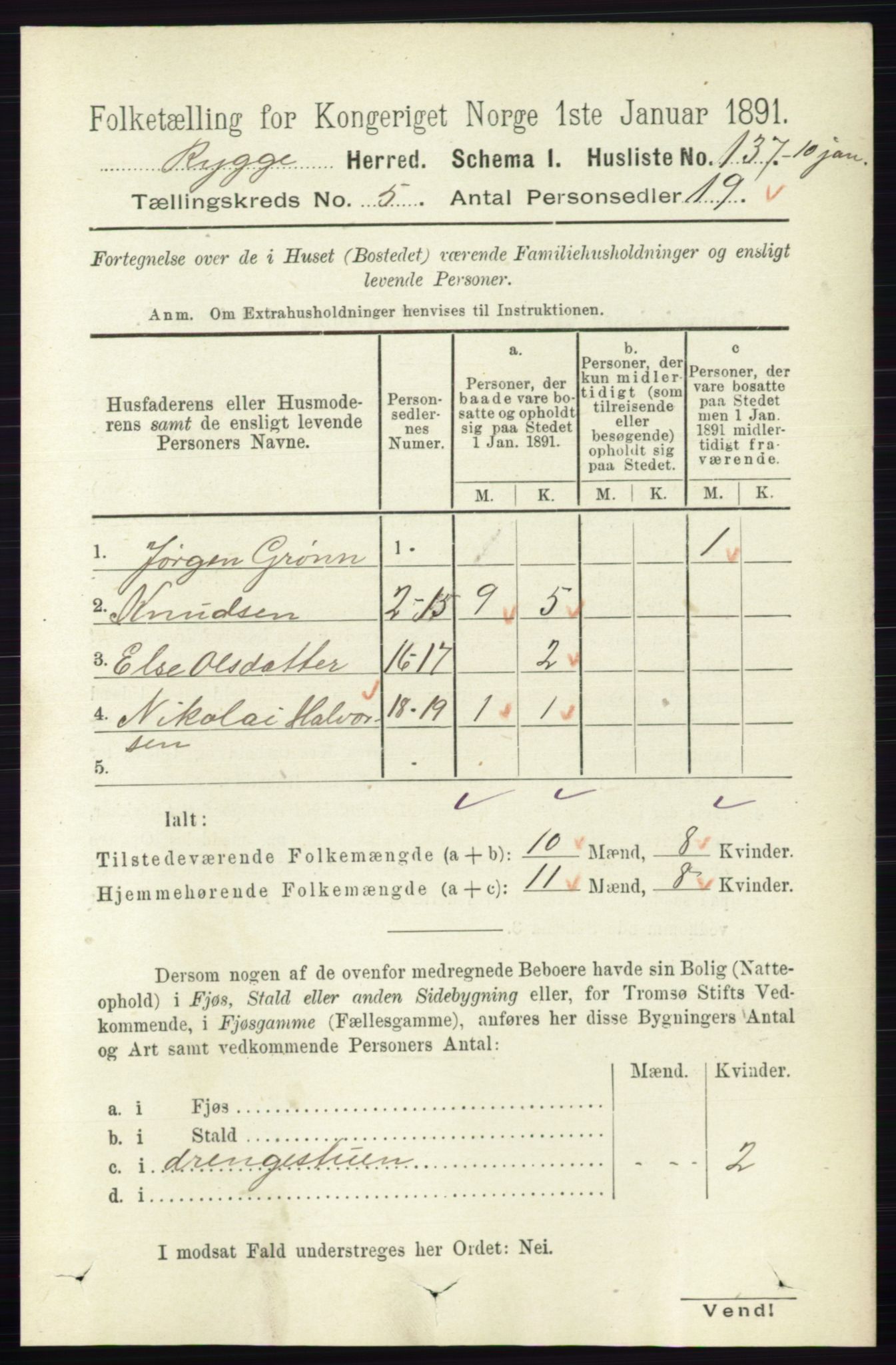 RA, 1891 census for 0136 Rygge, 1891, p. 2823