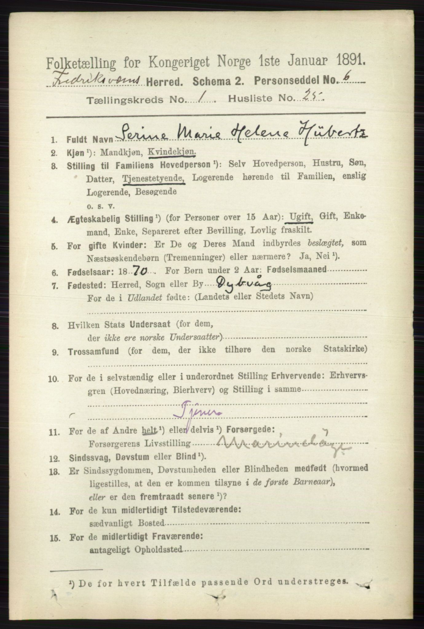 RA, 1891 census for 0798 Fredriksvern, 1891, p. 214