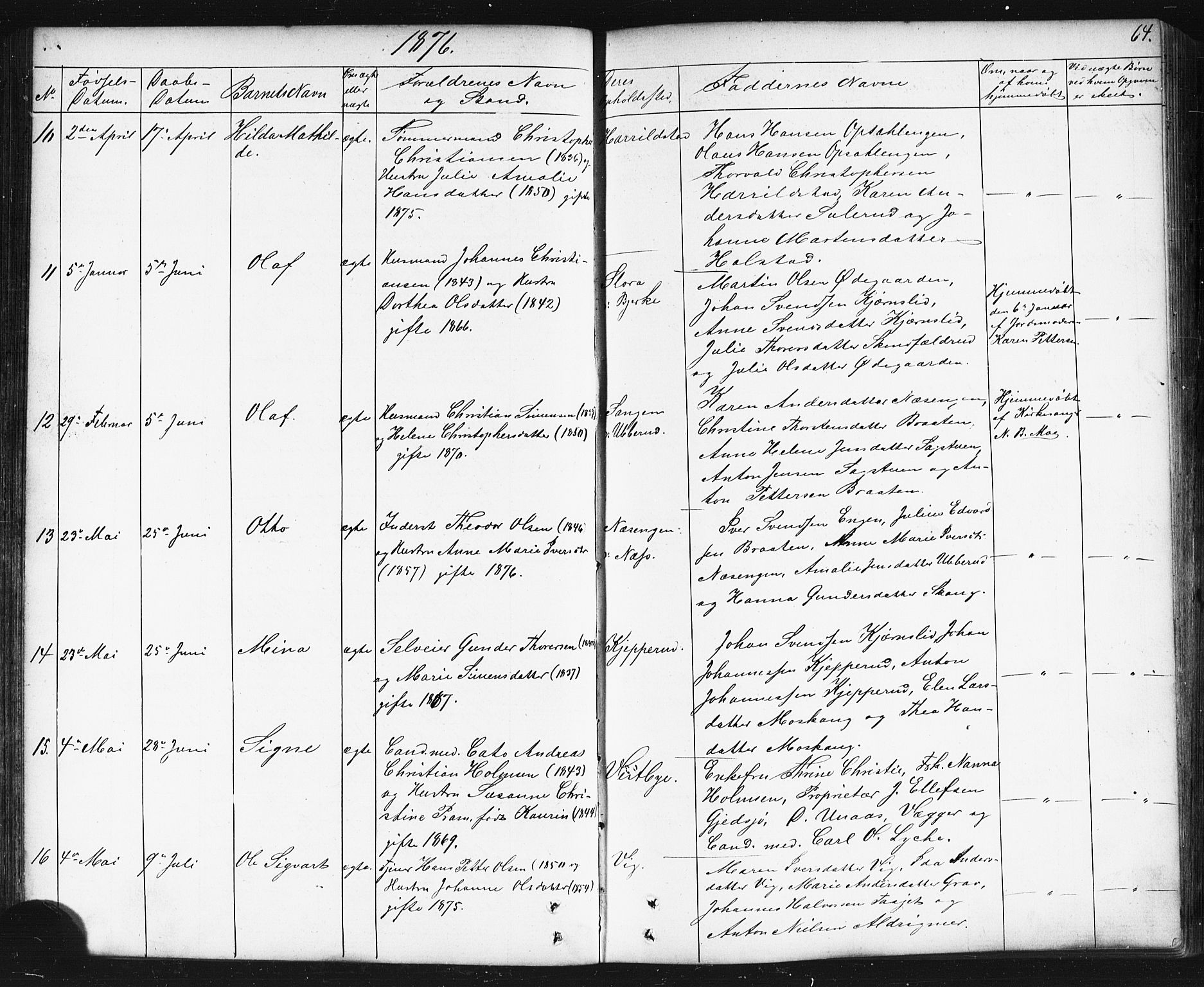 Enebakk prestekontor Kirkebøker, AV/SAO-A-10171c/G/Gb/L0001: Parish register (copy) no. II 1, 1859-1890, p. 64