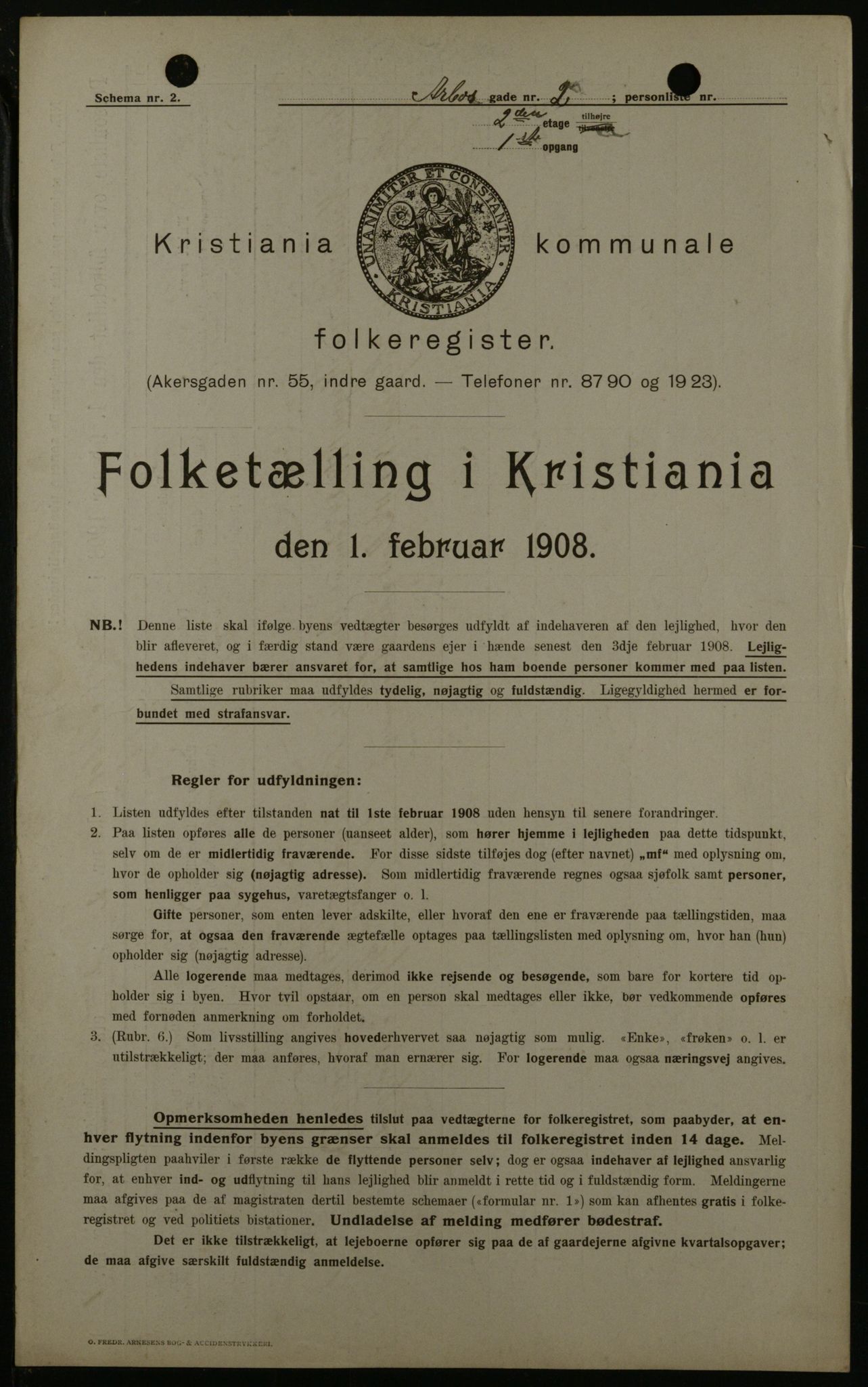OBA, Municipal Census 1908 for Kristiania, 1908, p. 2035