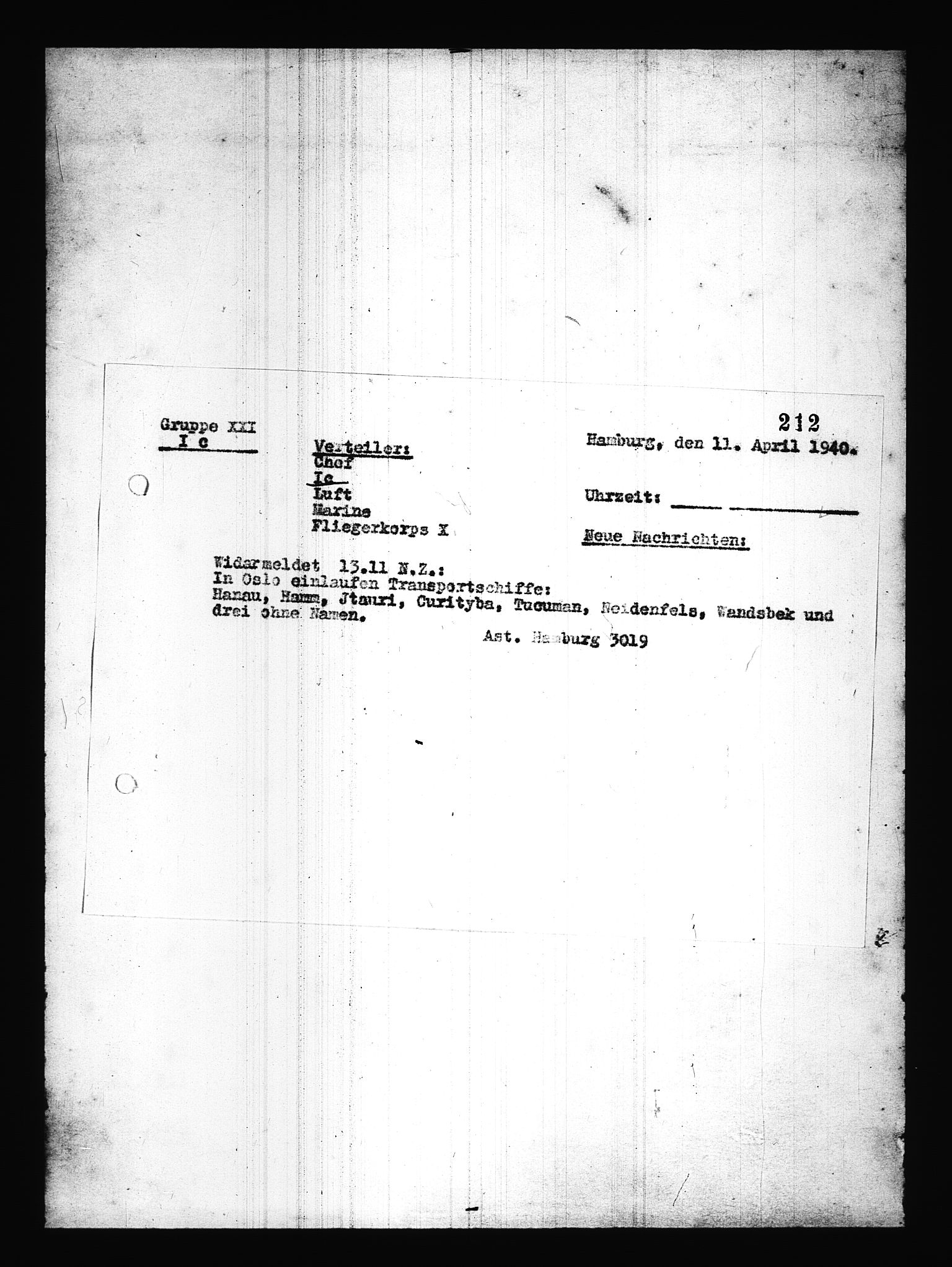 Documents Section, AV/RA-RAFA-2200/V/L0085: Amerikansk mikrofilm "Captured German Documents".
Box No. 724.  FKA jnr. 615/1954., 1940-1941, p. 42
