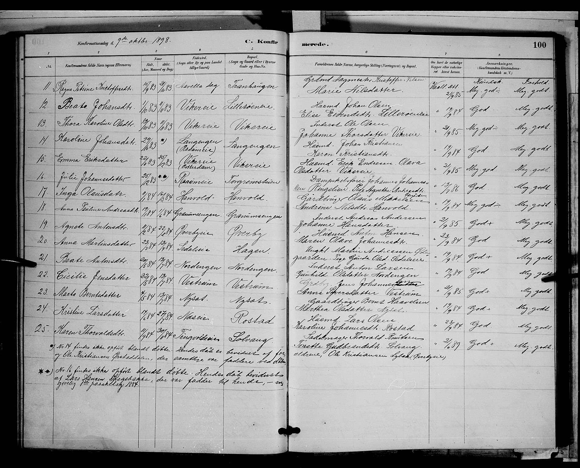 Søndre Land prestekontor, AV/SAH-PREST-122/L/L0003: Parish register (copy) no. 3, 1884-1902, p. 100