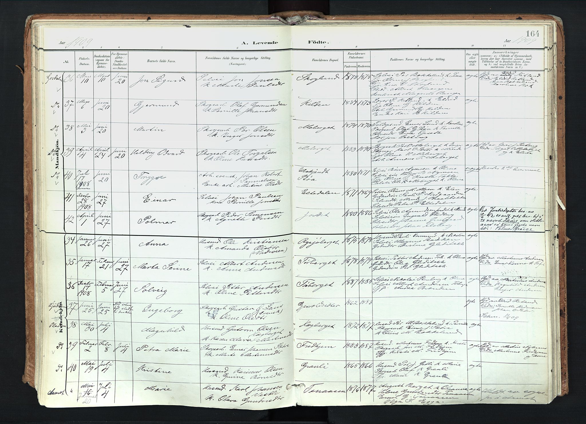 Trysil prestekontor, AV/SAH-PREST-046/H/Ha/Haa/L0012: Parish register (official) no. 12, 1898-1917, p. 164