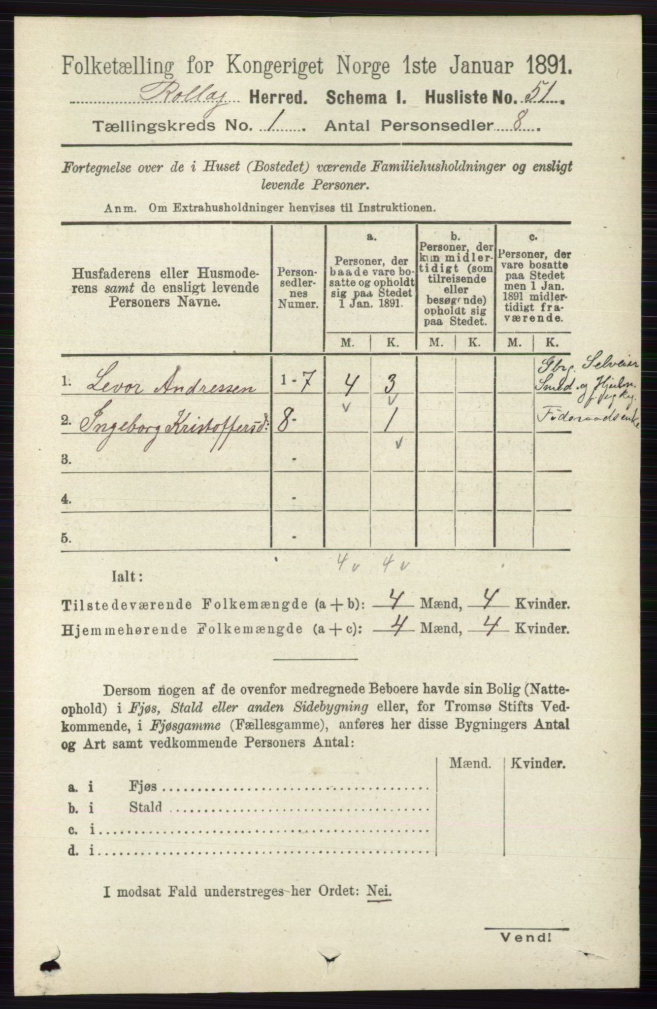 RA, 1891 census for 0632 Rollag, 1891, p. 67