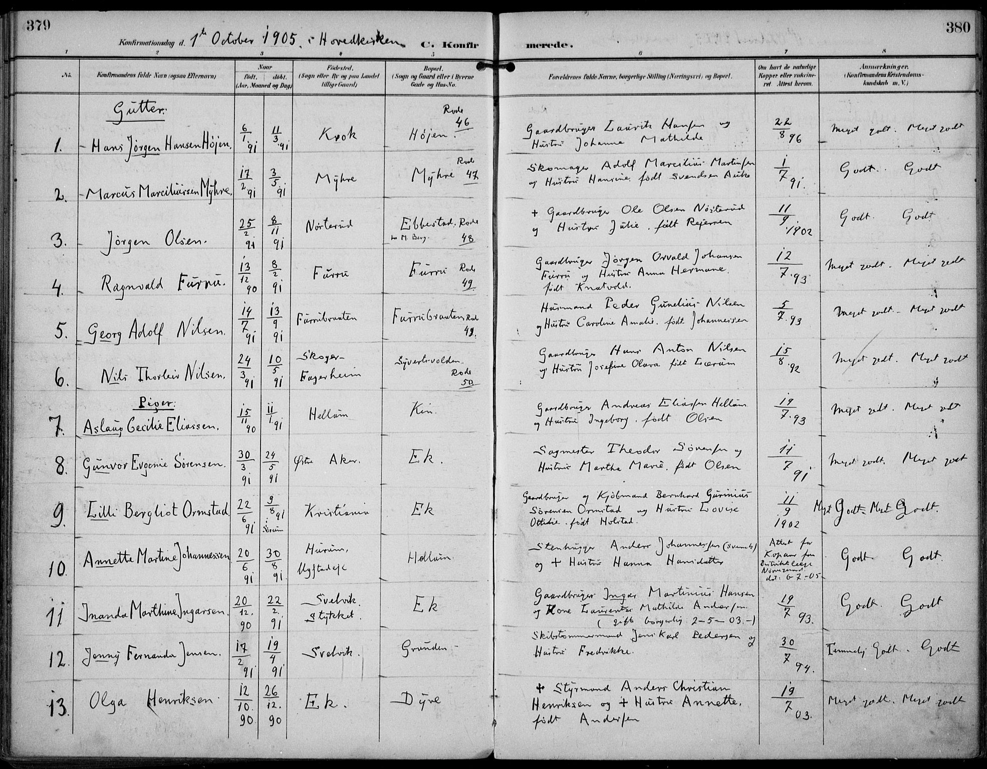 Strømm kirkebøker, SAKO/A-322/F/Fa/L0005: Parish register (official) no. I 5, 1898-1919, p. 379-380