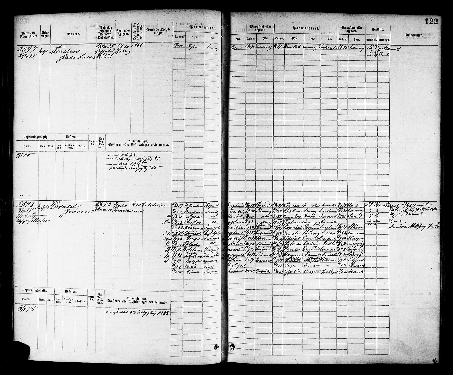 Larvik innrulleringskontor, AV/SAKO-A-787/F/Fc/L0008: Hovedrulle, 1876-1886, p. 125