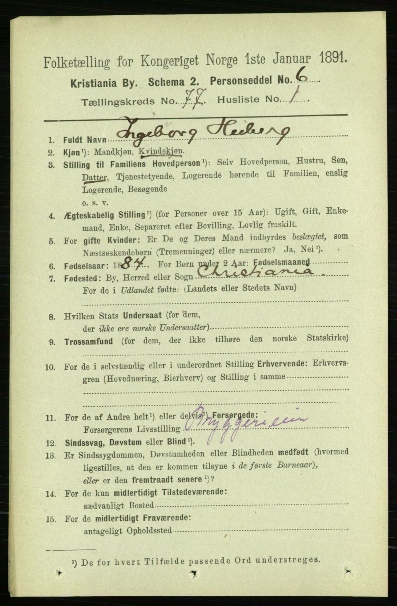 RA, 1891 census for 0301 Kristiania, 1891, p. 40567