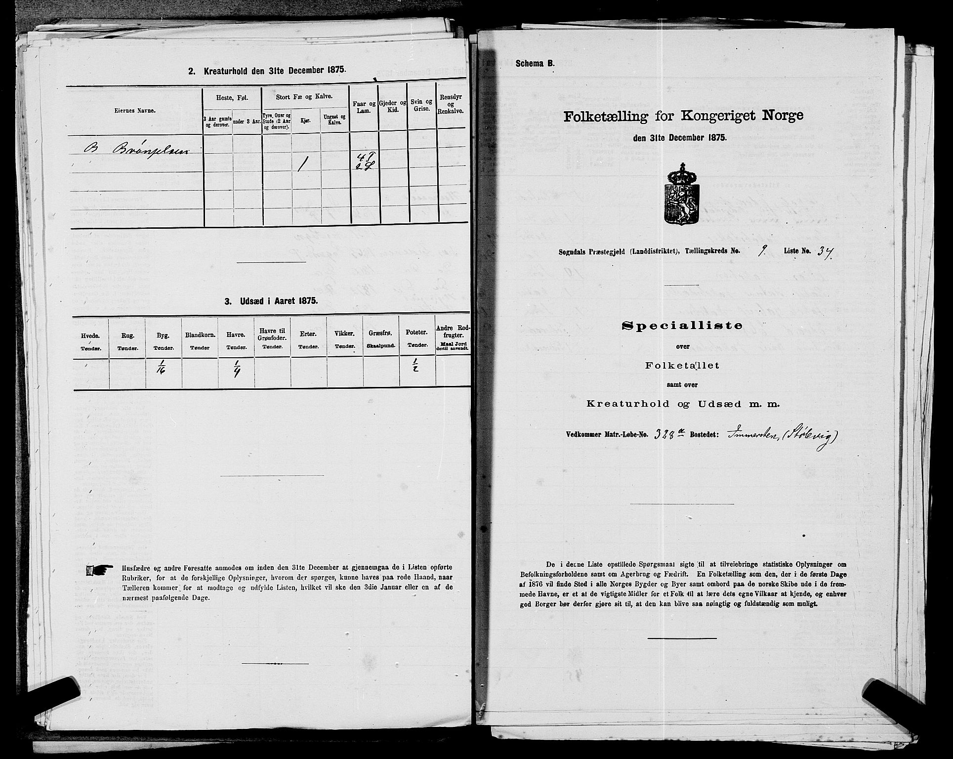 SAST, 1875 census for 1111L Sokndal/Sokndal, 1875, p. 874