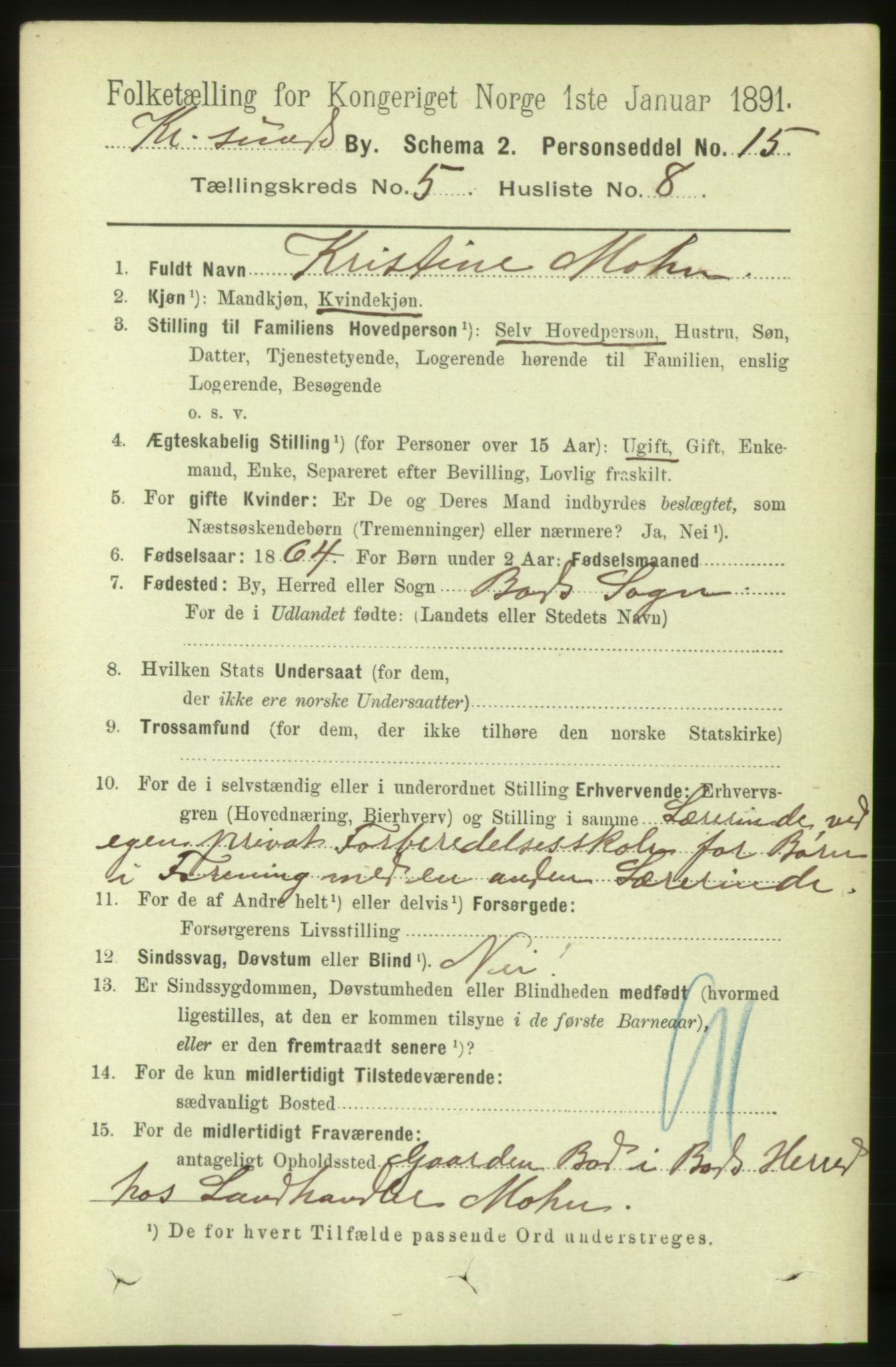 RA, 1891 census for 1503 Kristiansund, 1891, p. 4389