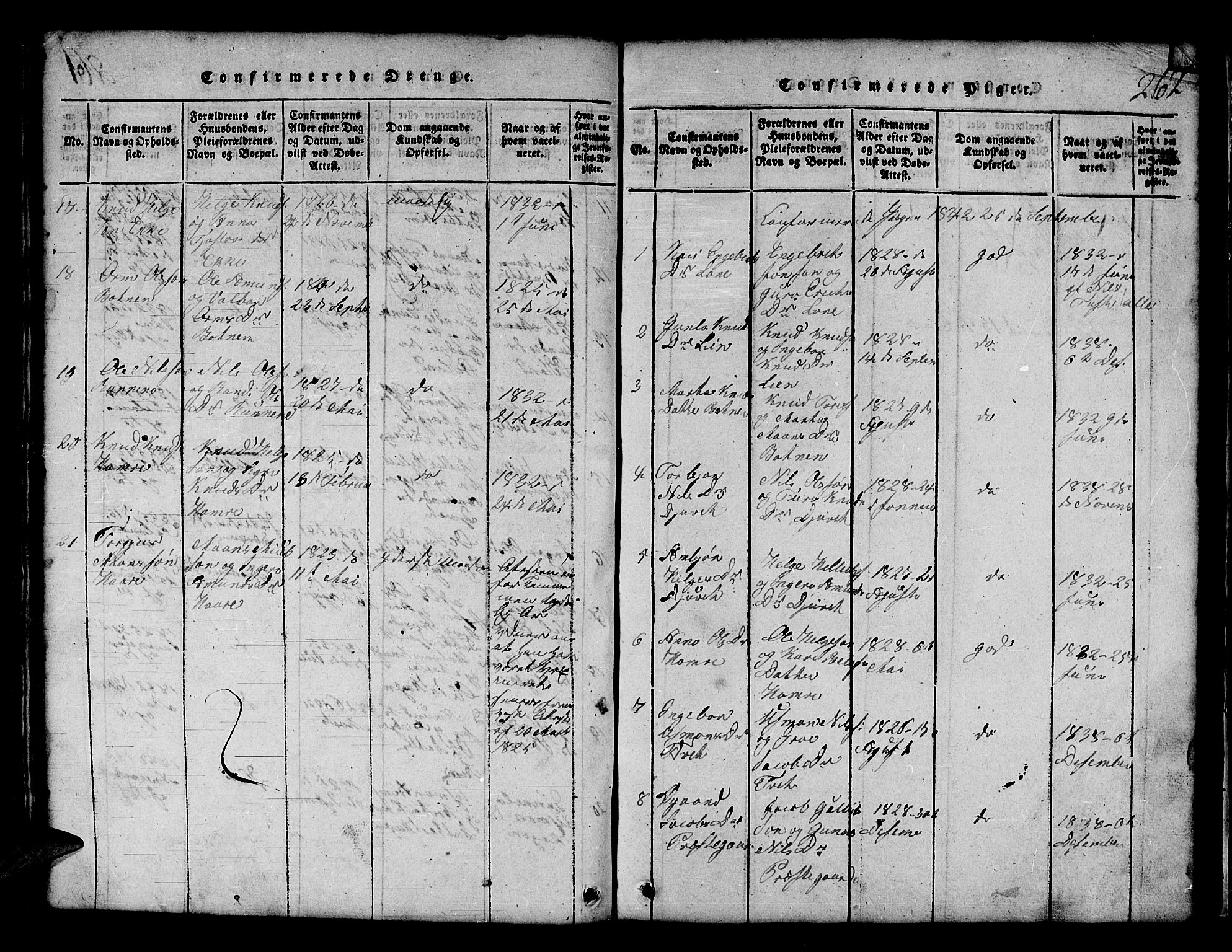 Røldal sokneprestembete, SAB/A-100247: Parish register (copy) no. A 1, 1817-1860, p. 262