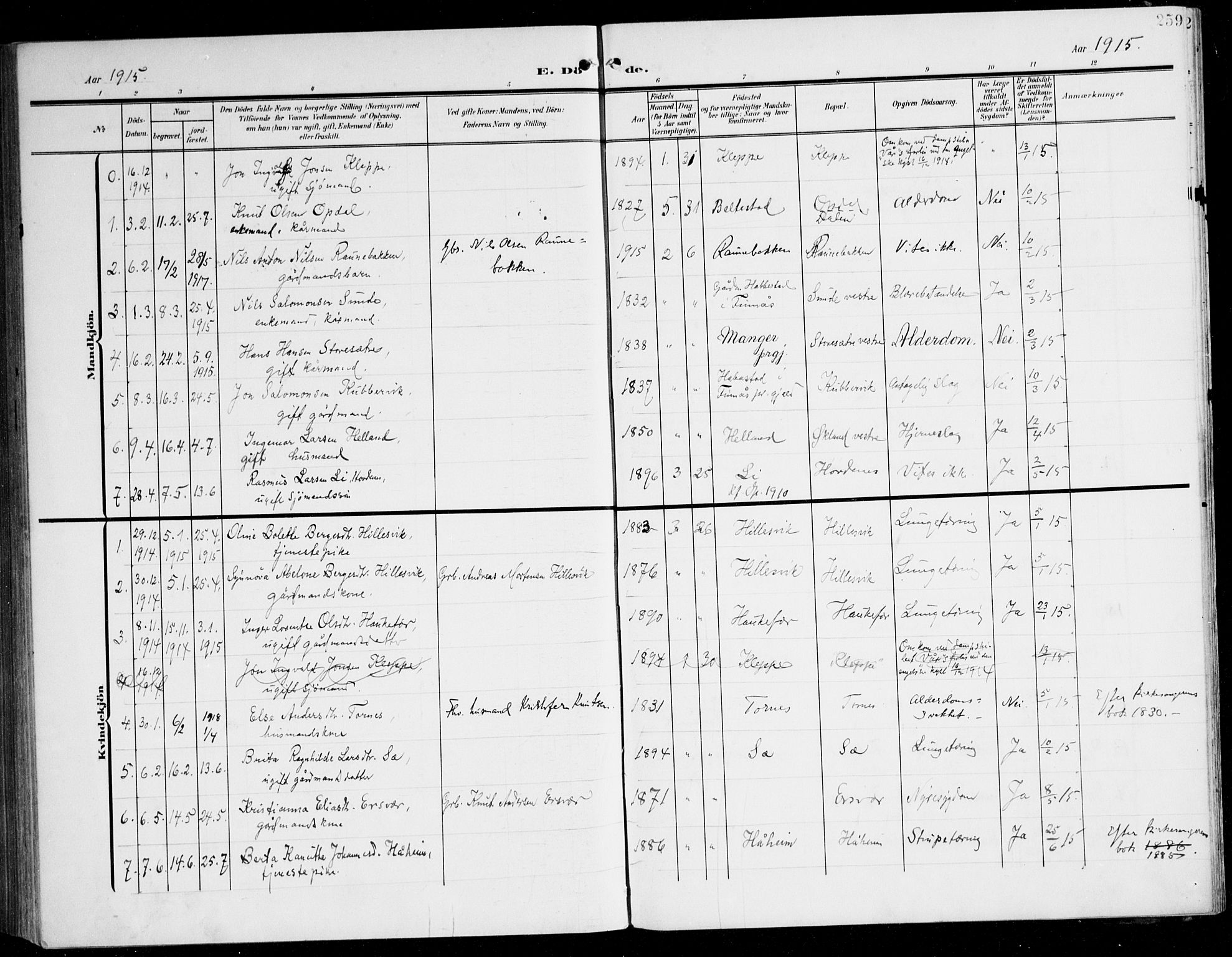 Tysnes sokneprestembete, AV/SAB-A-78601/H/Haa: Parish register (official) no. D 2, 1905-1922, p. 259