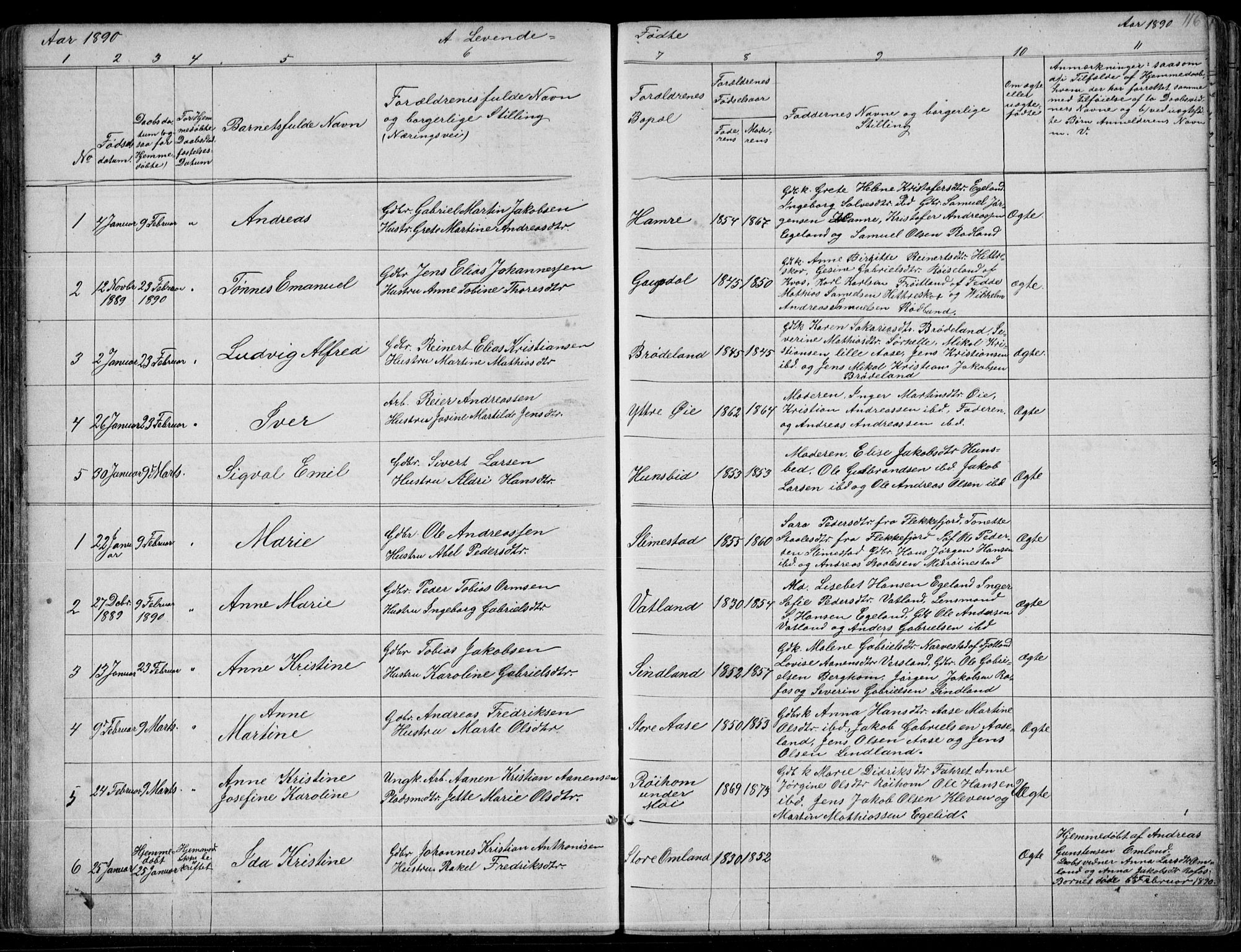 Kvinesdal sokneprestkontor, AV/SAK-1111-0026/F/Fb/Fbb/L0002: Parish register (copy) no. B 2, 1873-1897, p. 116