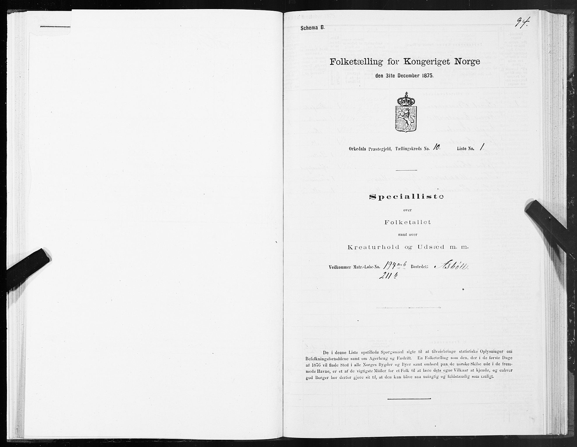 SAT, 1875 census for 1638P Orkdal, 1875, p. 5094