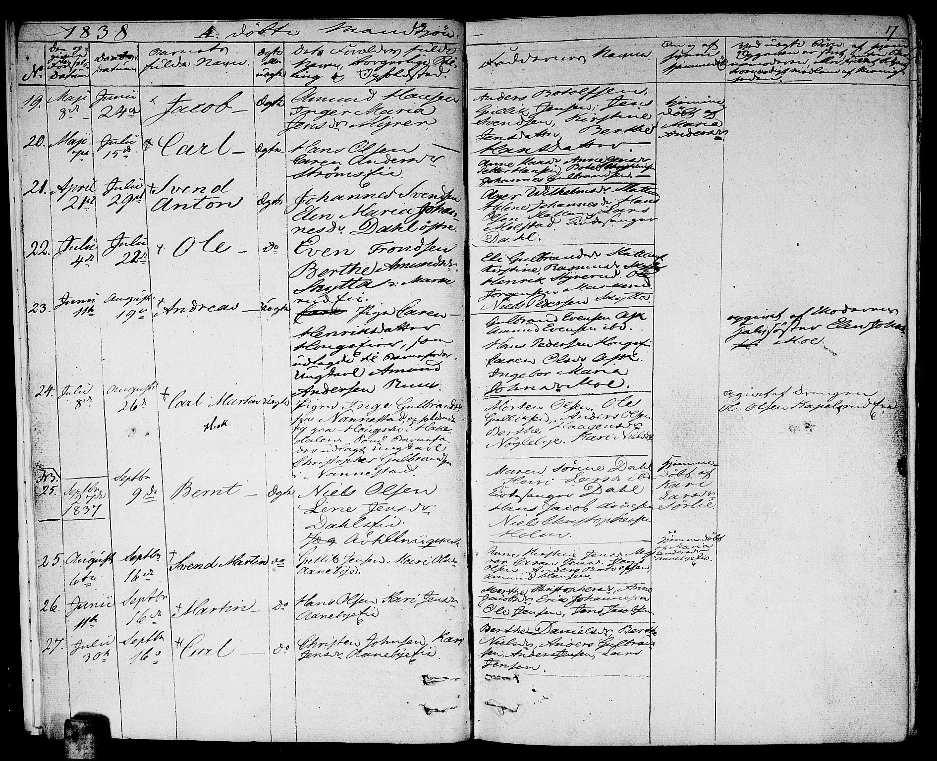 Nittedal prestekontor Kirkebøker, AV/SAO-A-10365a/F/Fa/L0004: Parish register (official) no. I 4, 1836-1849, p. 7