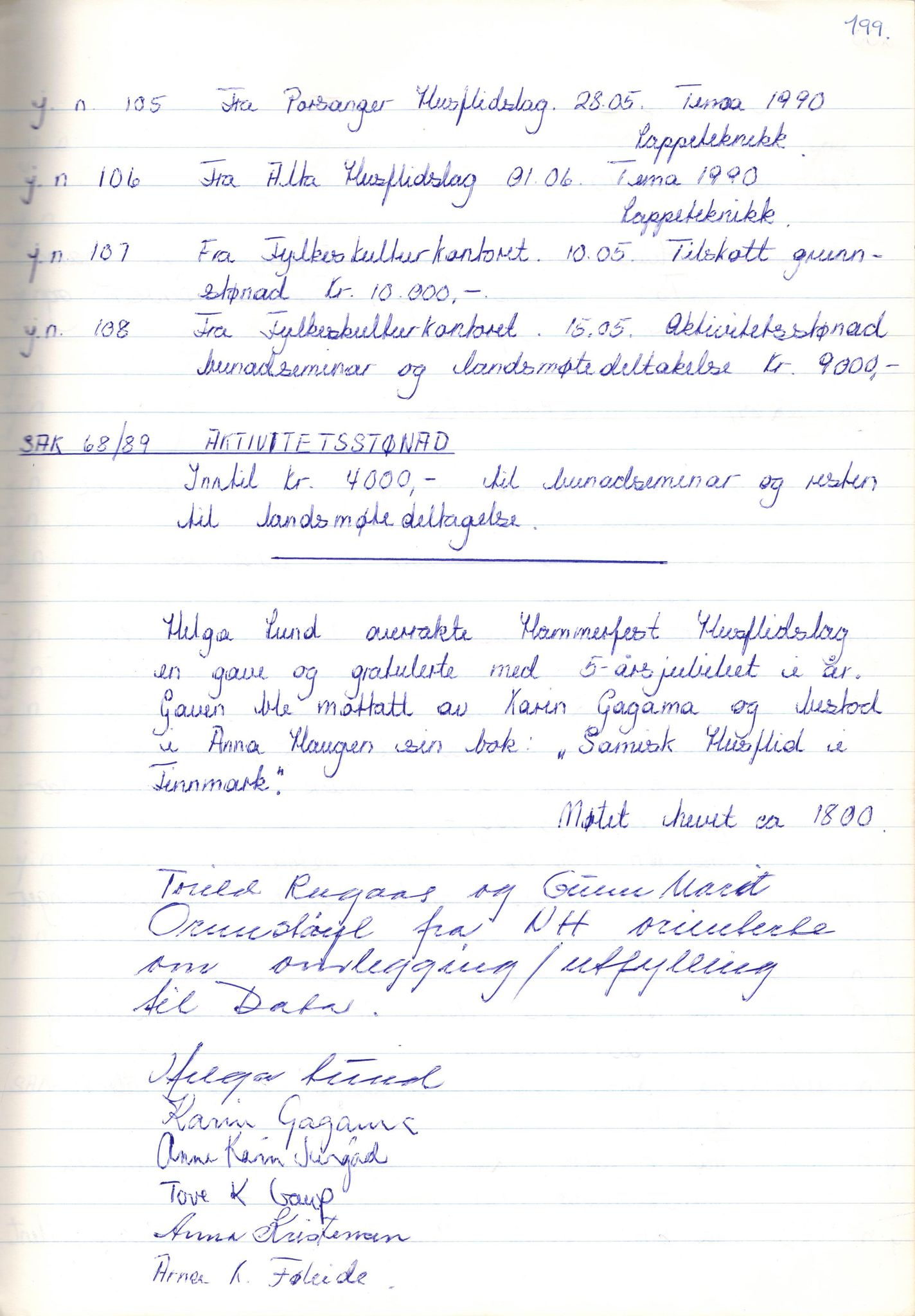 Finnmark Husflidslag, FMFB/A-1134/A/L0003: Møtebok, 1983-1994, p. 286