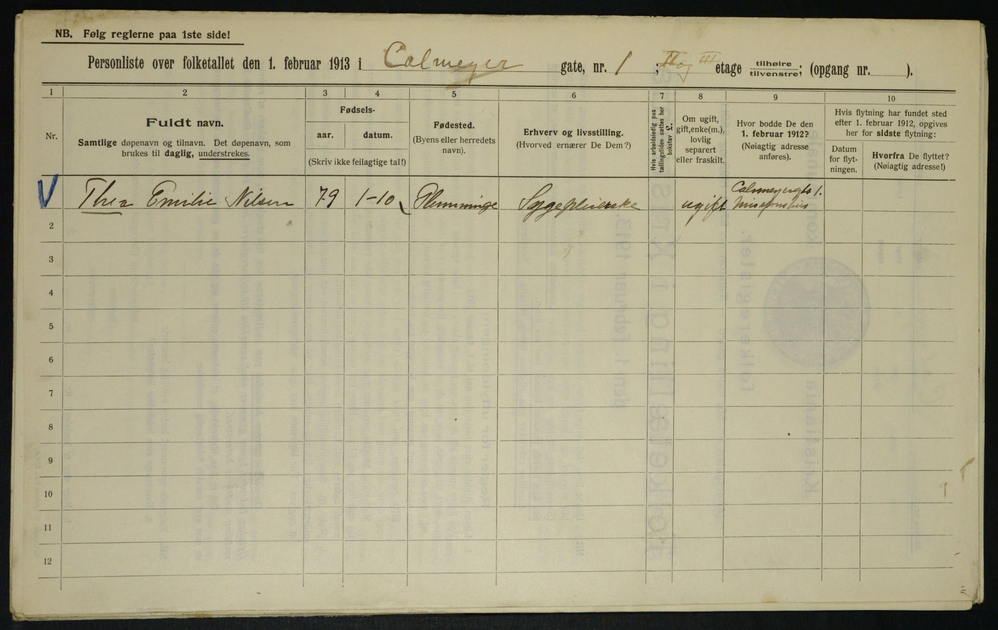 OBA, Municipal Census 1913 for Kristiania, 1913, p. 11394