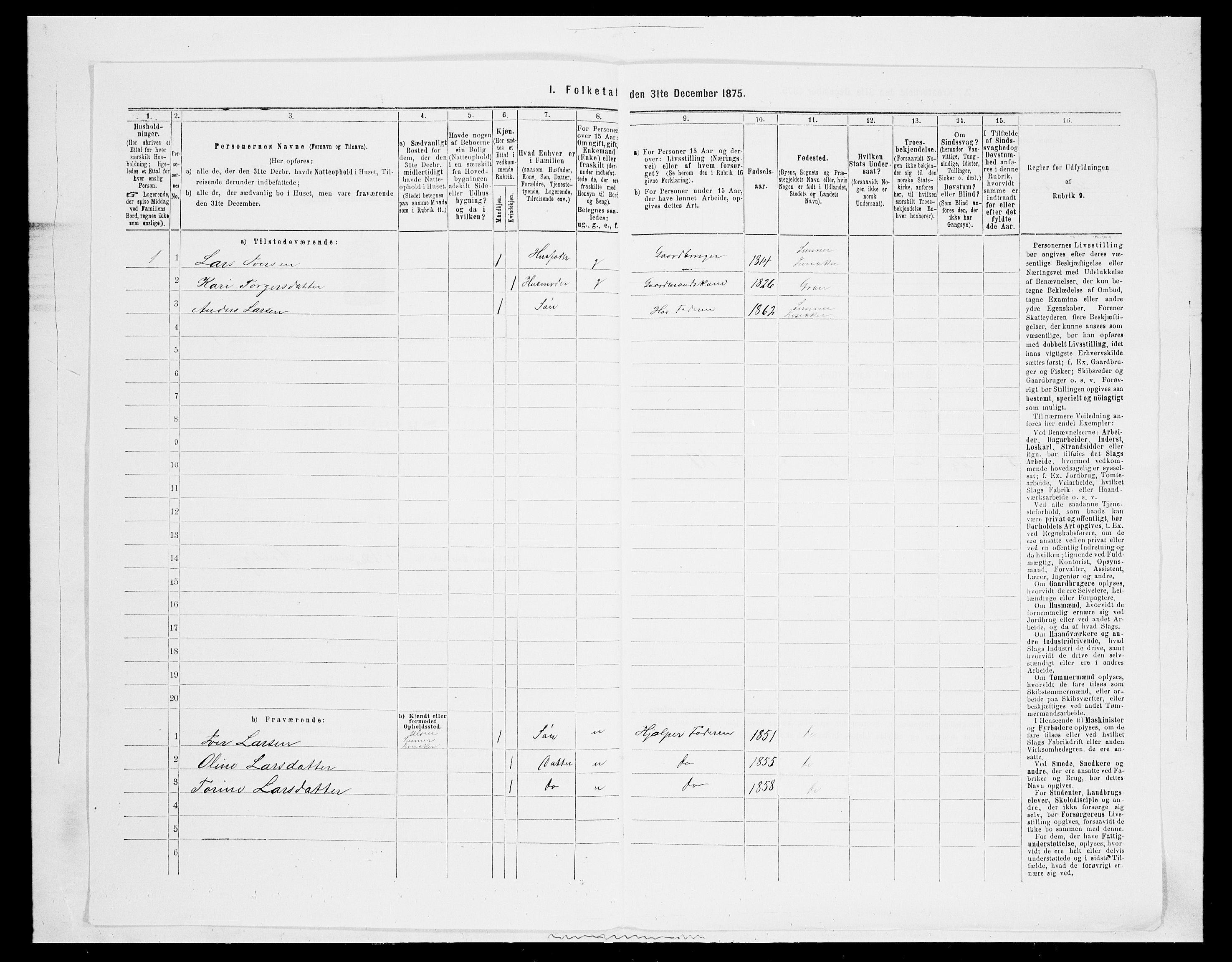 SAH, 1875 census for 0532P Jevnaker, 1875, p. 273