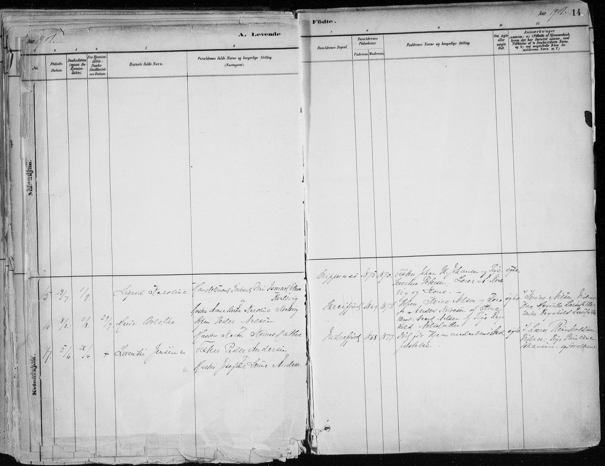 Hammerfest sokneprestkontor, SATØ/S-1347/H/Ha/L0013.kirke: Parish register (official) no. 13, 1898-1917, p. 14