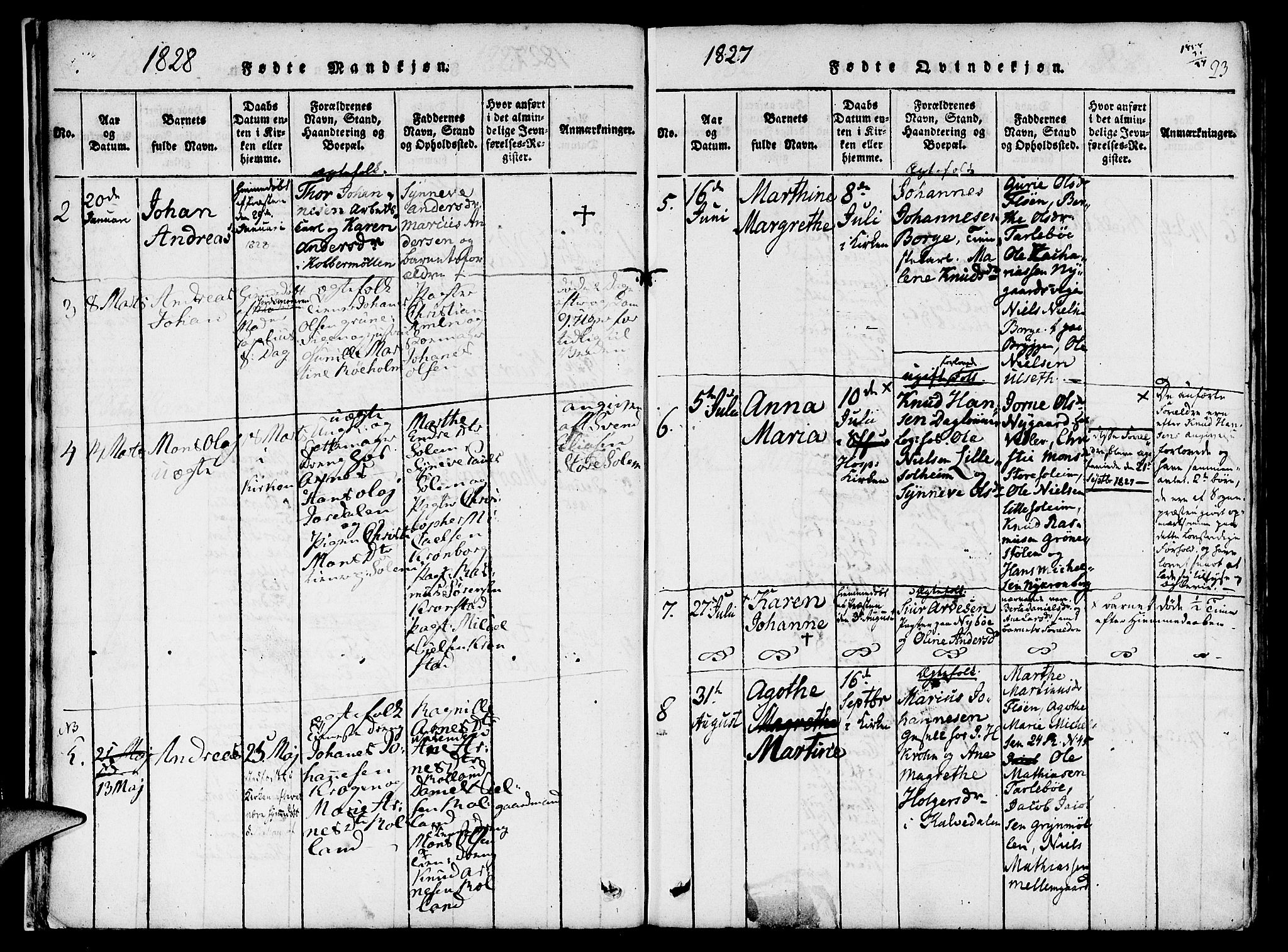 St. Jørgens hospital og Årstad sokneprestembete, AV/SAB-A-99934: Parish register (official) no. A 3, 1815-1843, p. 23