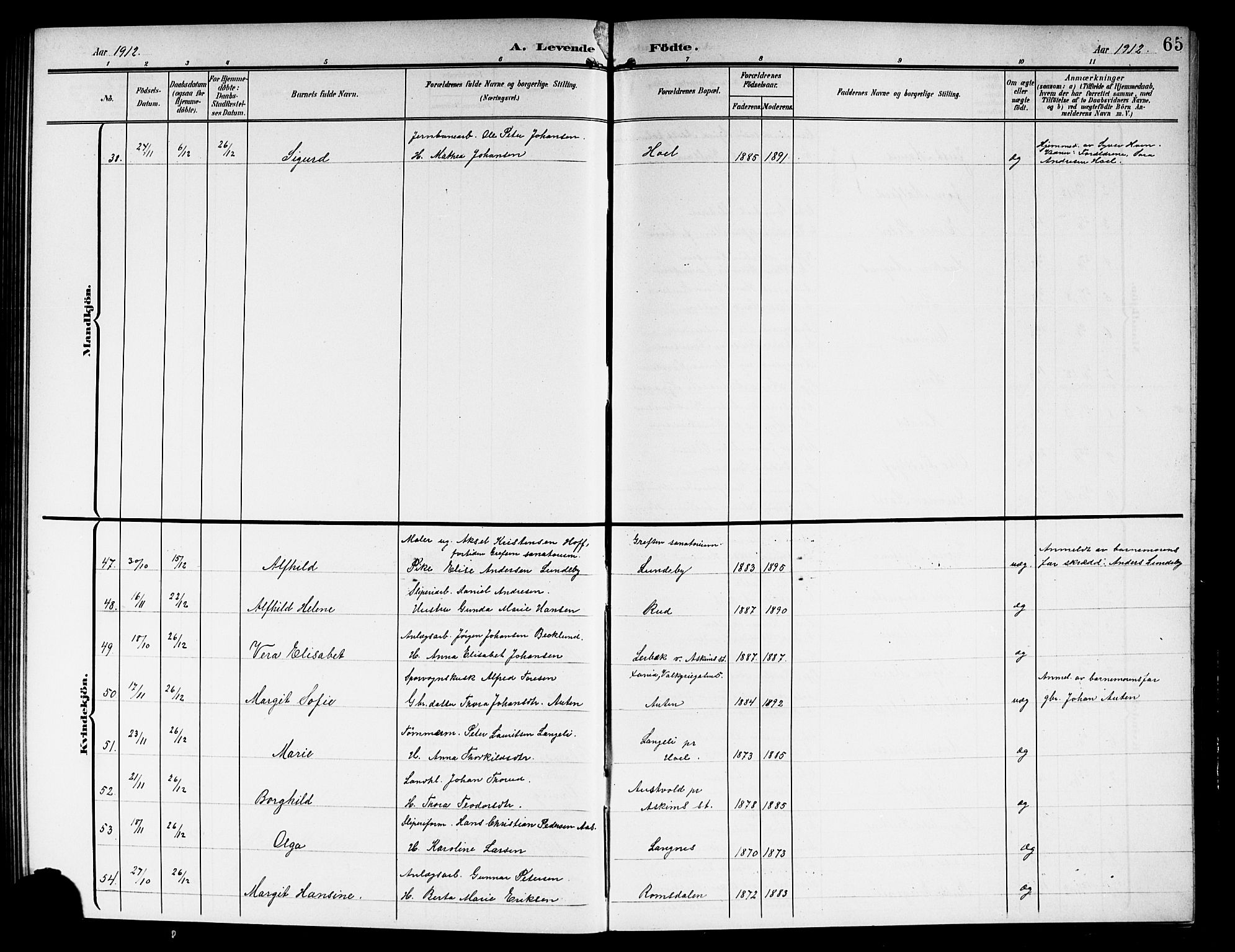 Askim prestekontor Kirkebøker, SAO/A-10900/G/Ga/L0002: Parish register (copy) no. 2, 1903-1921, p. 65