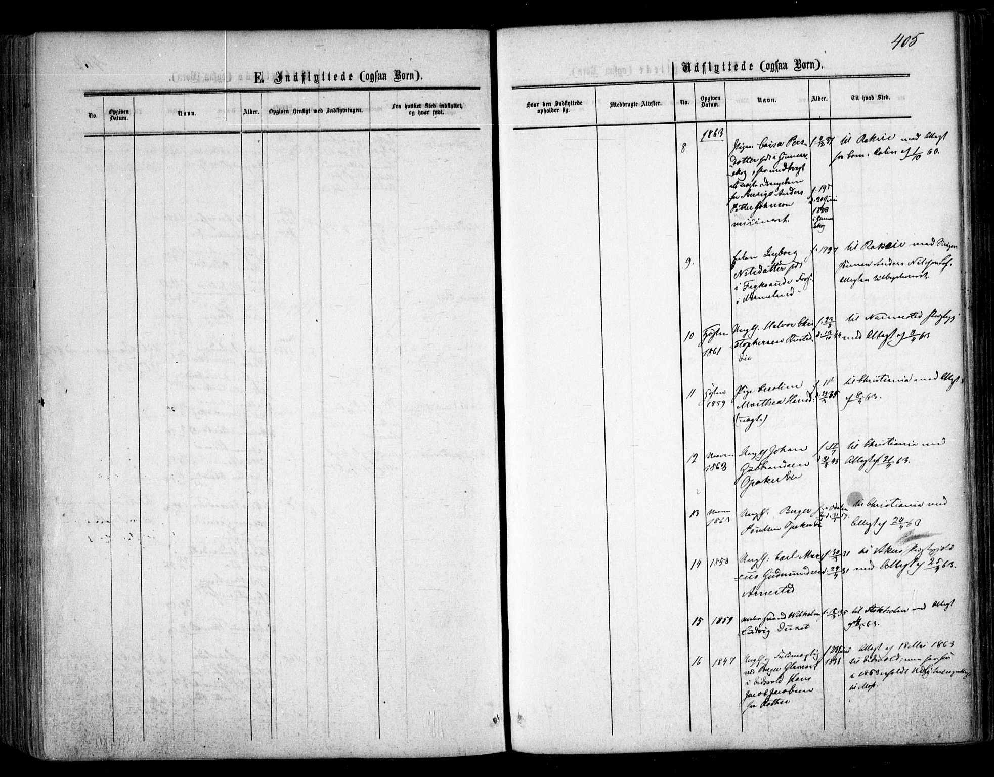 Nes prestekontor Kirkebøker, AV/SAO-A-10410/F/Fa/L0008: Parish register (official) no. I 8, 1859-1874, p. 405