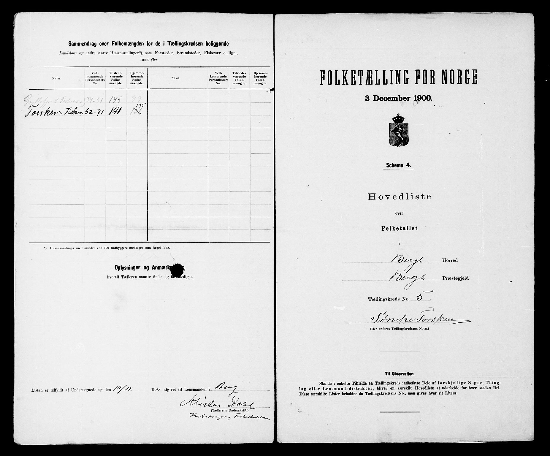 SATØ, 1900 census for Berg, 1900, p. 12